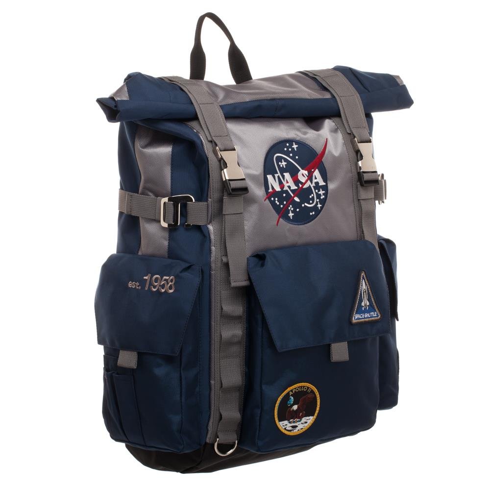 Foto 4 pulgar | Mochila Nasa Roll-top Bioworld Azul Marino/gris Poliéster - Venta Internacional.