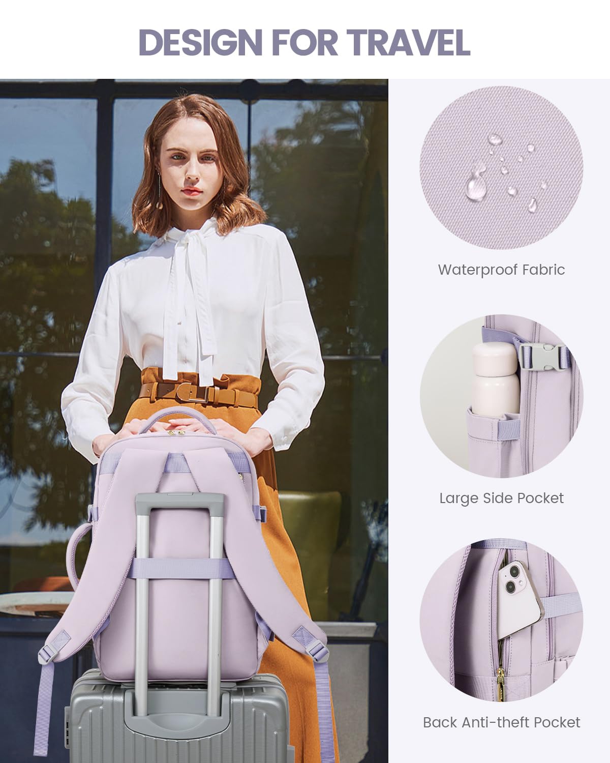 Foto 7 pulgar | Mochila De Viaje Lovevook 50l Para Mujer Con Portátil Waterpro De 18 Pulgadas - Venta Internacional.