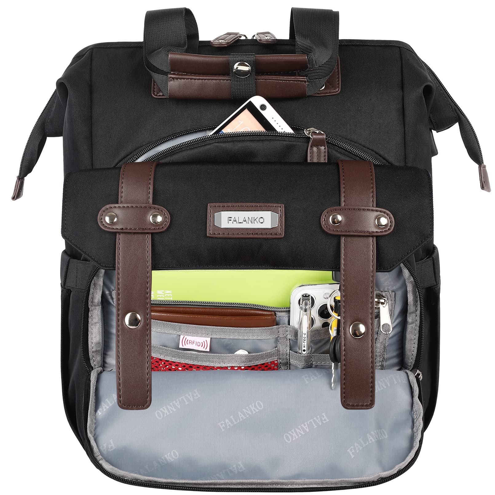 Foto 5 pulgar | Mochila Para Portátil Falanko Para Mujer De 17.3 Pulgadas Con Puerto Usb Negra - Venta Internacional.