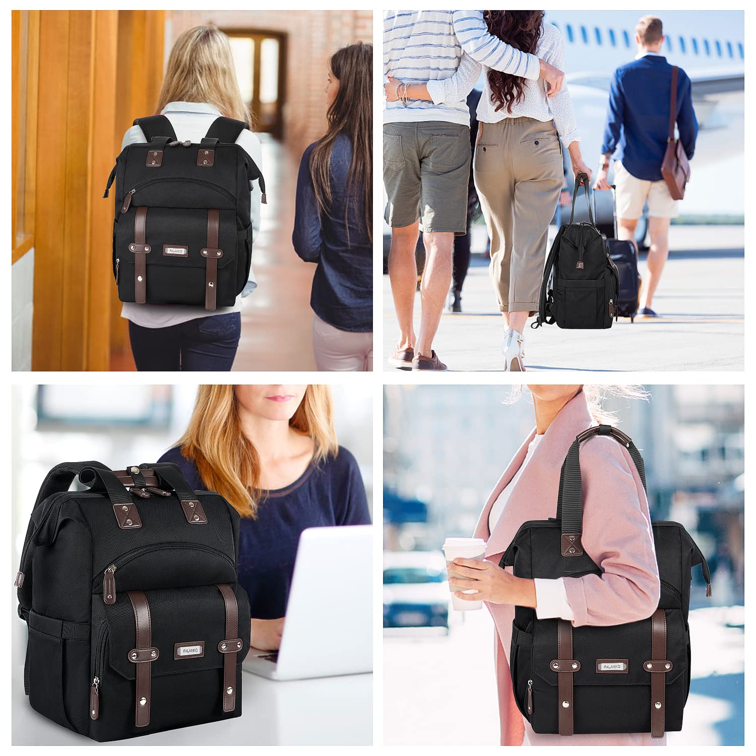 Foto 8 pulgar | Mochila Para Portátil Falanko Para Mujer De 17.3 Pulgadas Con Puerto Usb Negra - Venta Internacional.