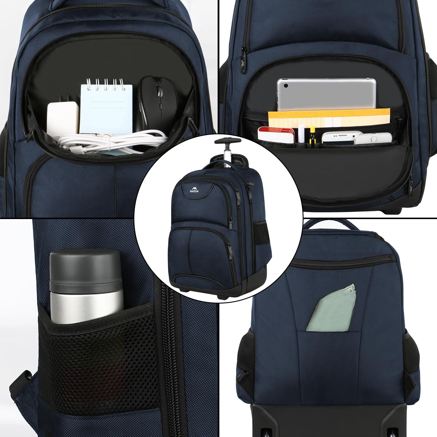 Foto 5 pulgar | Mochila Matein Con Ruedas Freewheel Para Portátil De 17 Pulgadas, Color Azul - Venta Internacional.