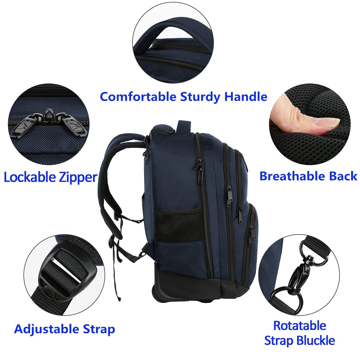 Foto 5 | Mochila Matein Con Ruedas Freewheel Para Portátil De 17 Pulgadas, Color Azul - Venta Internacional.