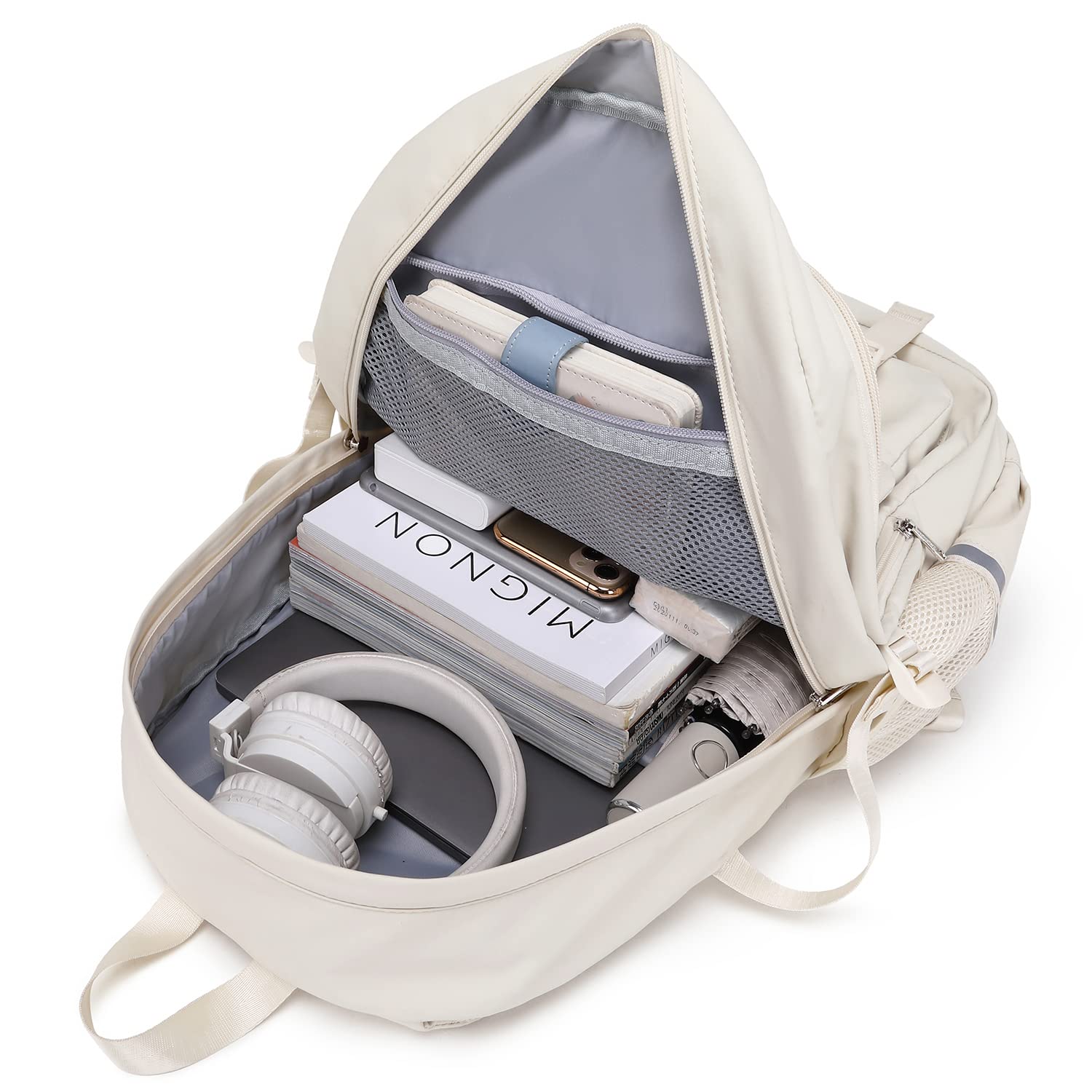 Foto 5 pulgar | Mochila Abshoo Big Student Laptop Para Mujeres Universitarias, Color Beige - Venta Internacional.