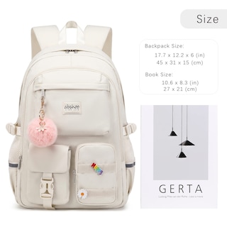 Foto 5 | Mochila Abshoo Big Student Laptop Para Mujeres Universitarias, Color Beige - Venta Internacional.