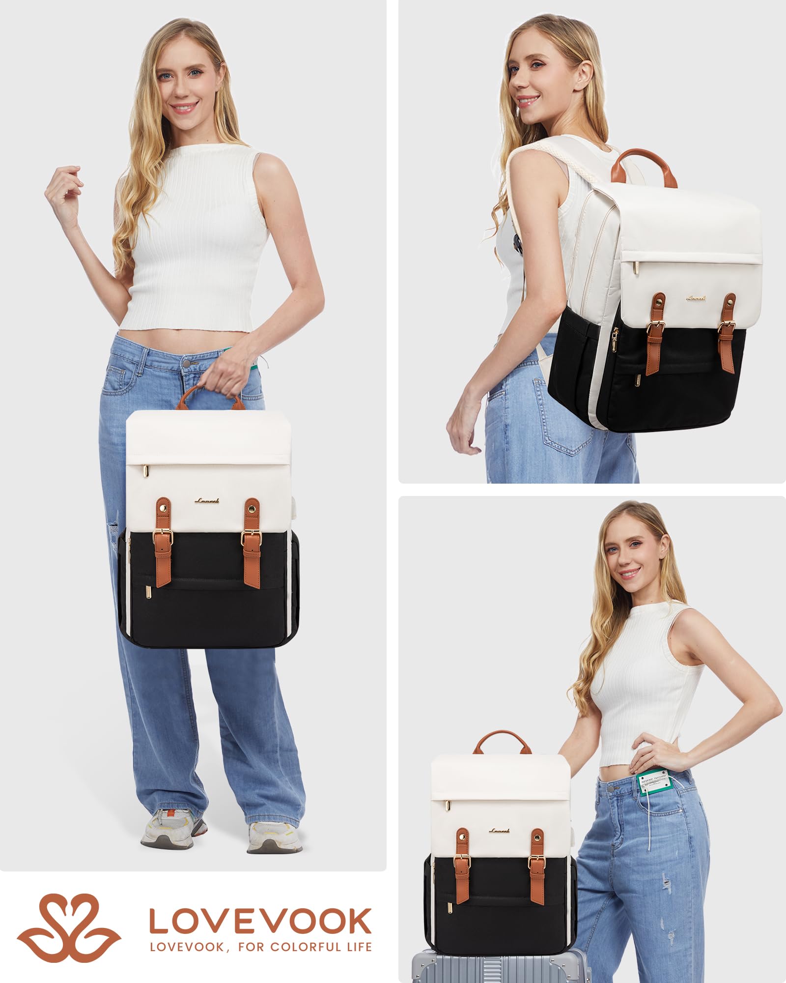 Foto 6 | Mochila Para Portátil Lovevook Vintage Travel 15.6 Pulgadas Para Mujer - Venta Internacional.