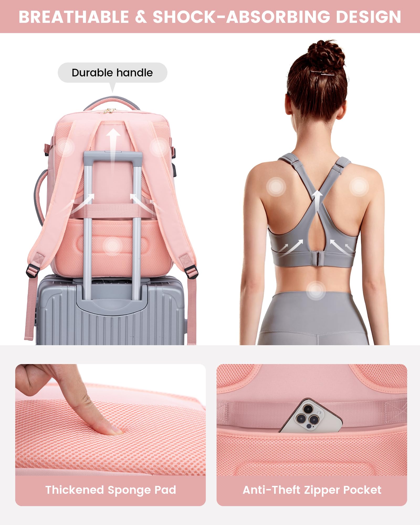 Foto 8 pulgar | Mochila Lovevook Large Travel De 40 Litros Para Mujer Con Portátil De 17 Pulgadas - Venta Internacional.