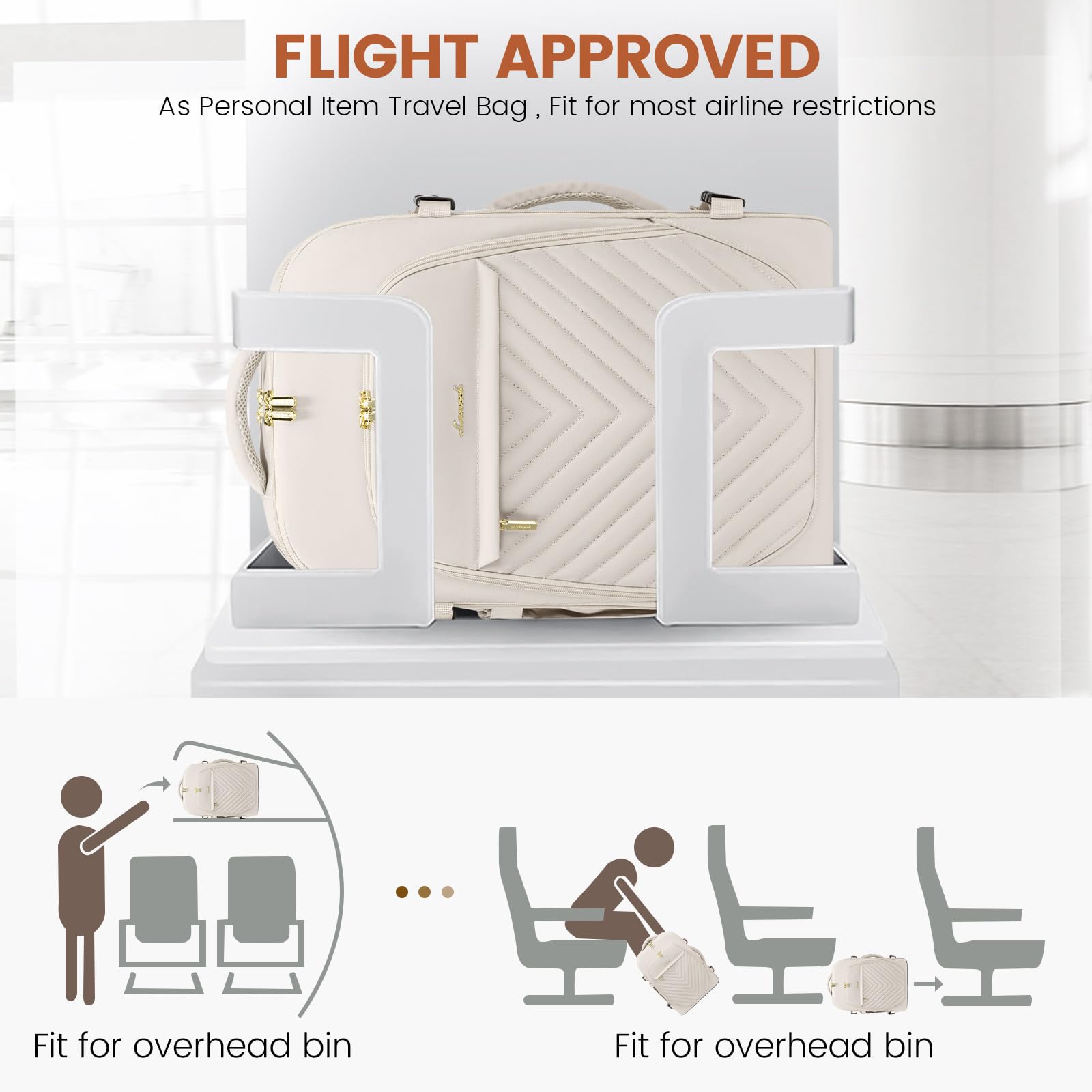 Foto 2 | Mochila De Viaje Lovevook Para Mujer De 40 Litros Con Portátil De 17,3 Pulgadas, Color Beige - Venta Internacional.