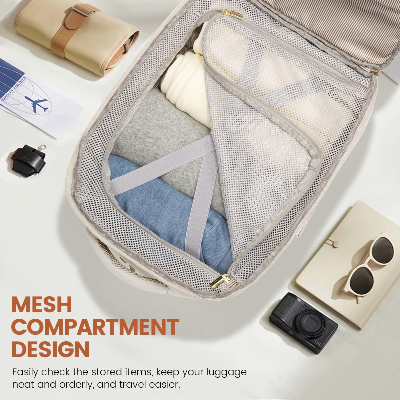 Foto 6 pulgar | Mochila De Viaje Lovevook Para Mujer De 40 Litros Con Portátil De 17,3 Pulgadas, Color Beige - Venta Internacional.