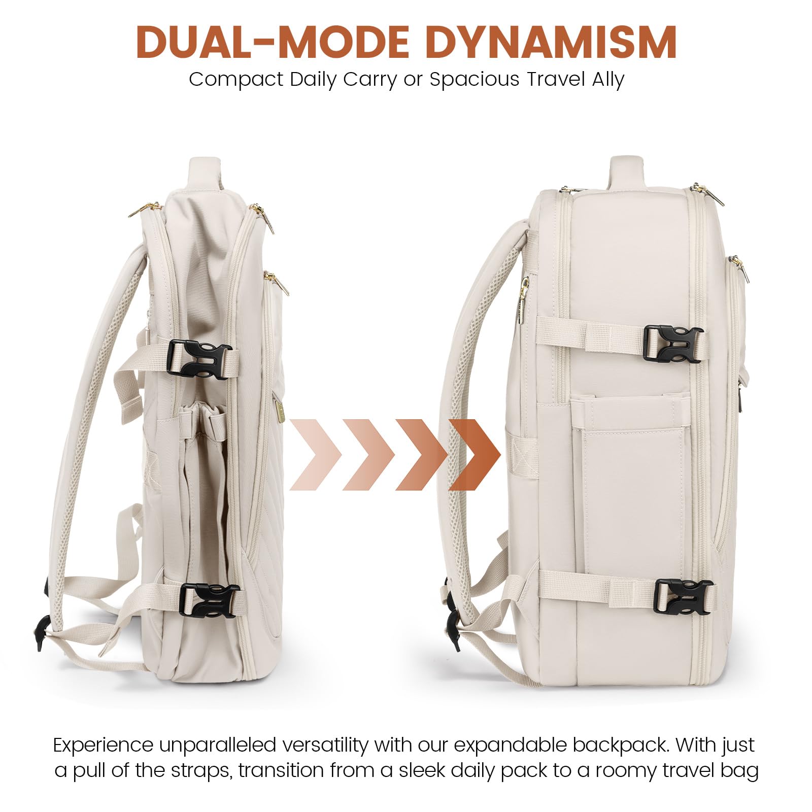 Foto 8 pulgar | Mochila De Viaje Lovevook Para Mujer De 40 Litros Con Portátil De 17,3 Pulgadas, Color Beige - Venta Internacional.