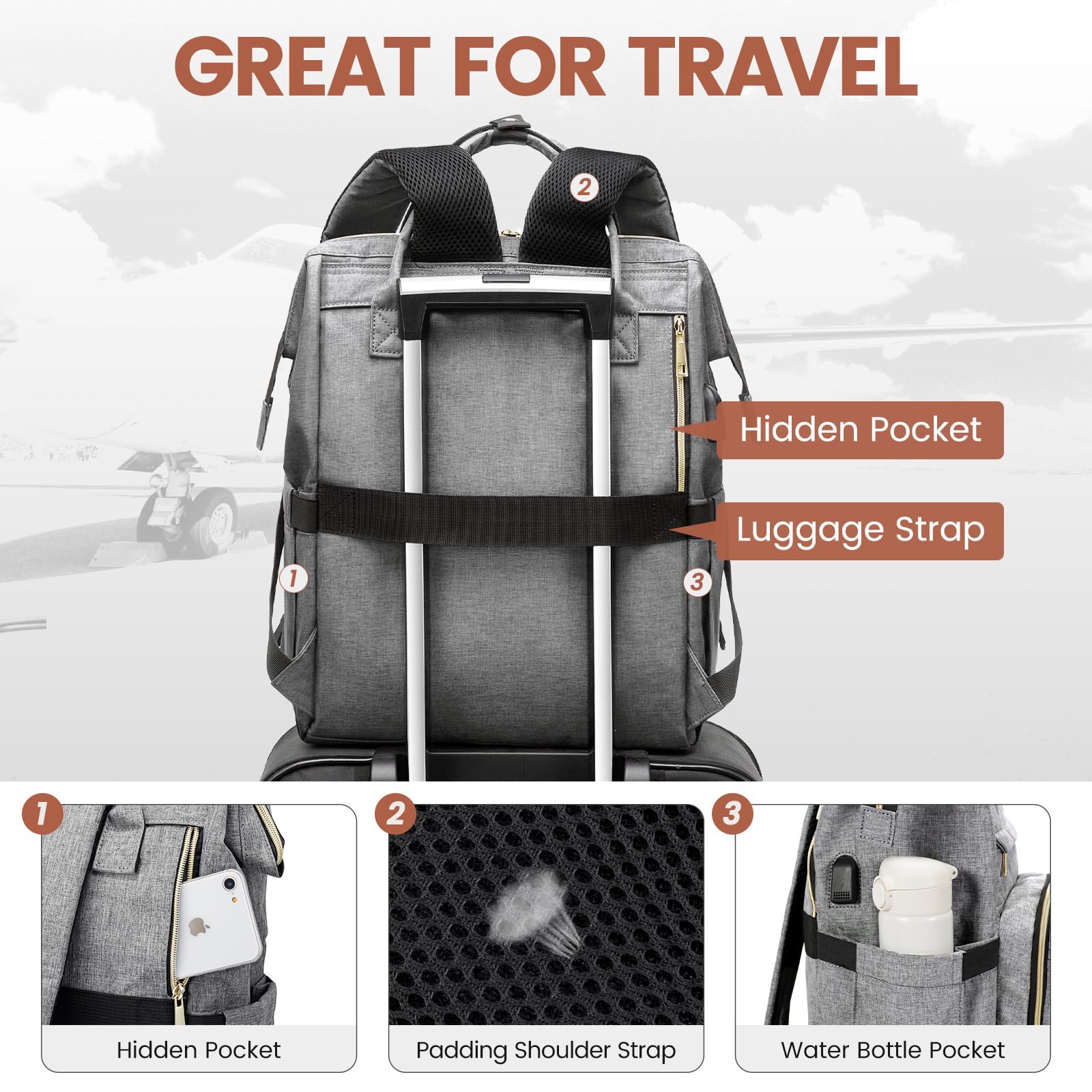 Foto 5 pulgar | Mochila Para Portátil Lovevook Para Mujer, 17 Pulgadas, Impermeable, Gris - Venta Internacional.