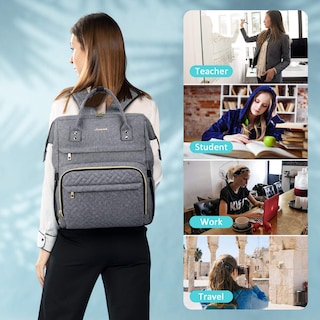 Foto 6 | Mochila Para Portátil Lovevook Acolchada A La Moda Para Mujer 15.6 Pulgadas, Gris - Venta Internacional.