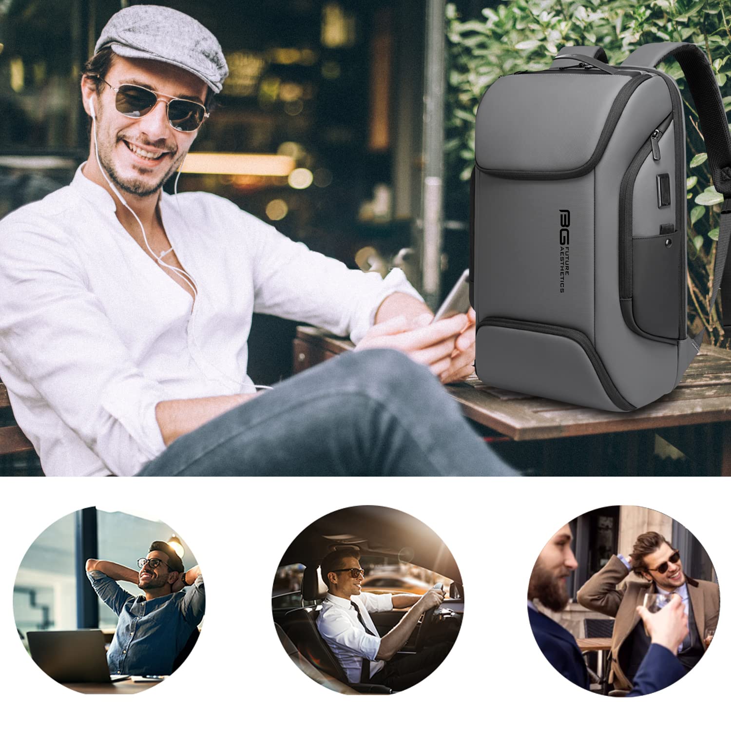 Foto 7 pulgar | Mochila Bange Business Laptop Smart 15.6'' Impermeable Gris - Venta Internacional.