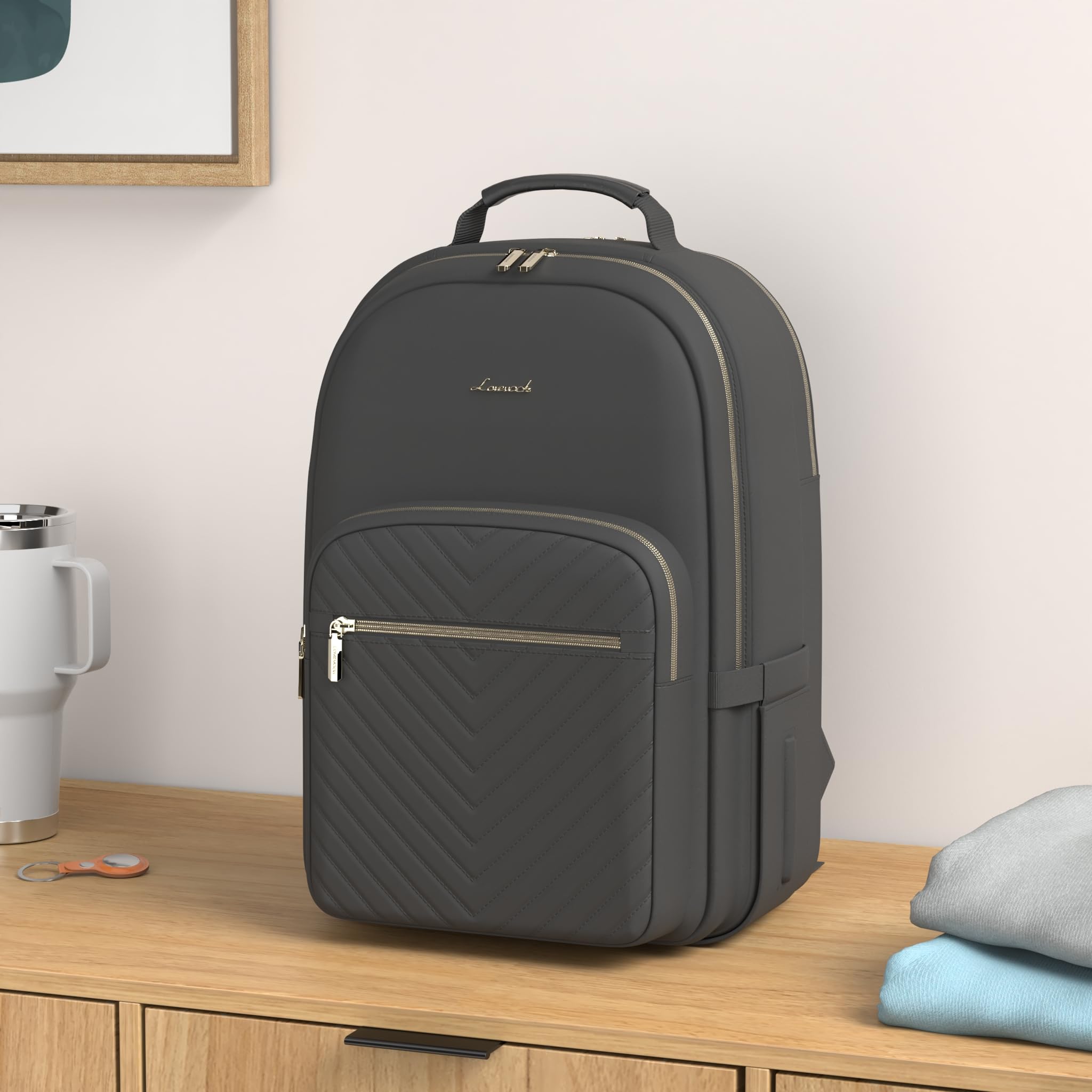 Foto 2 | Mochila Para Portátil Lovevook Para Mujer, Resistente Al Agua De 18.4 Pulgadas, Negra - Venta Internacional.