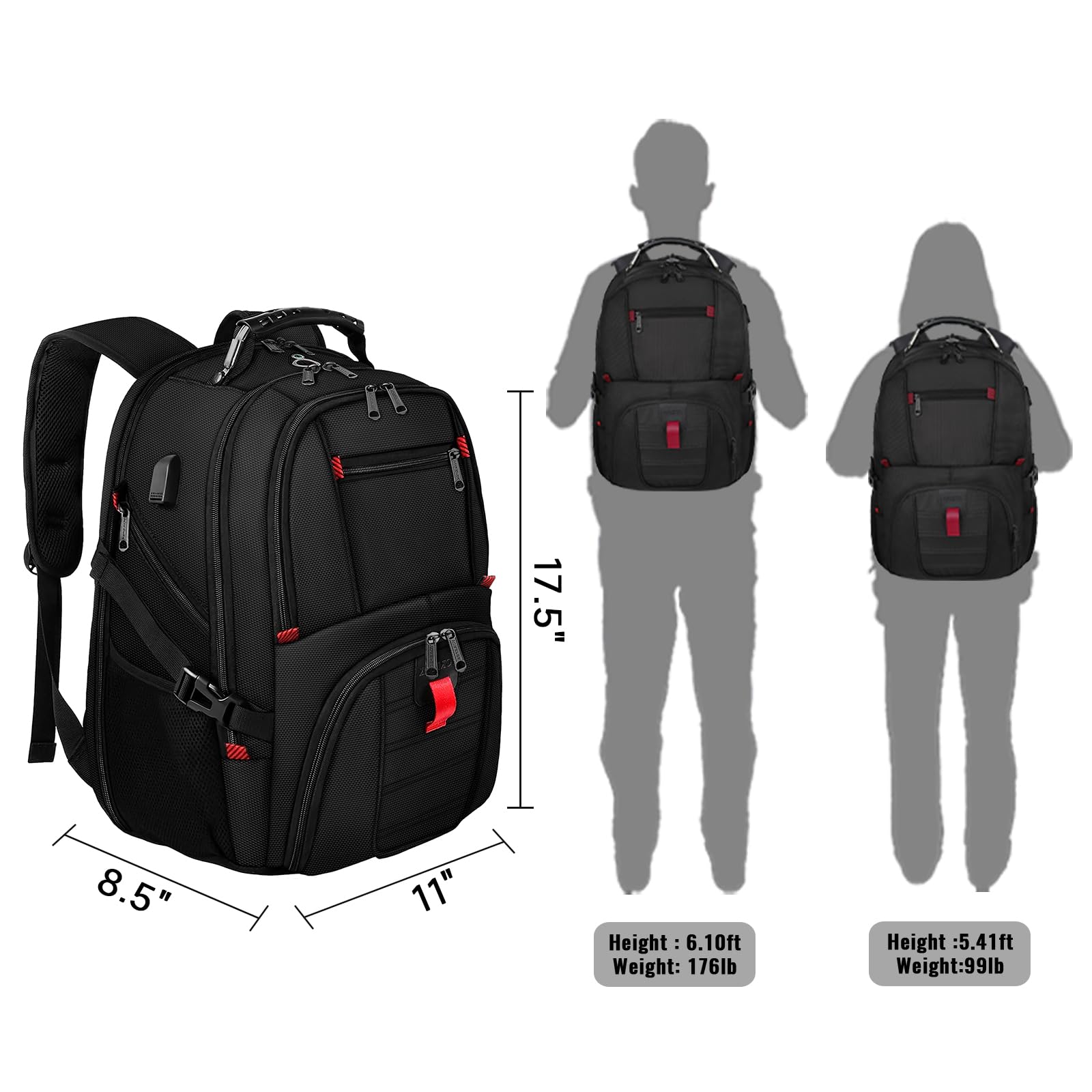 Foto 8 pulgar | Mochila De Viaje Yorepek Para Portátil De 15,6 Pulgadas, Resistente Al Agua, Negra - Venta Internacional.
