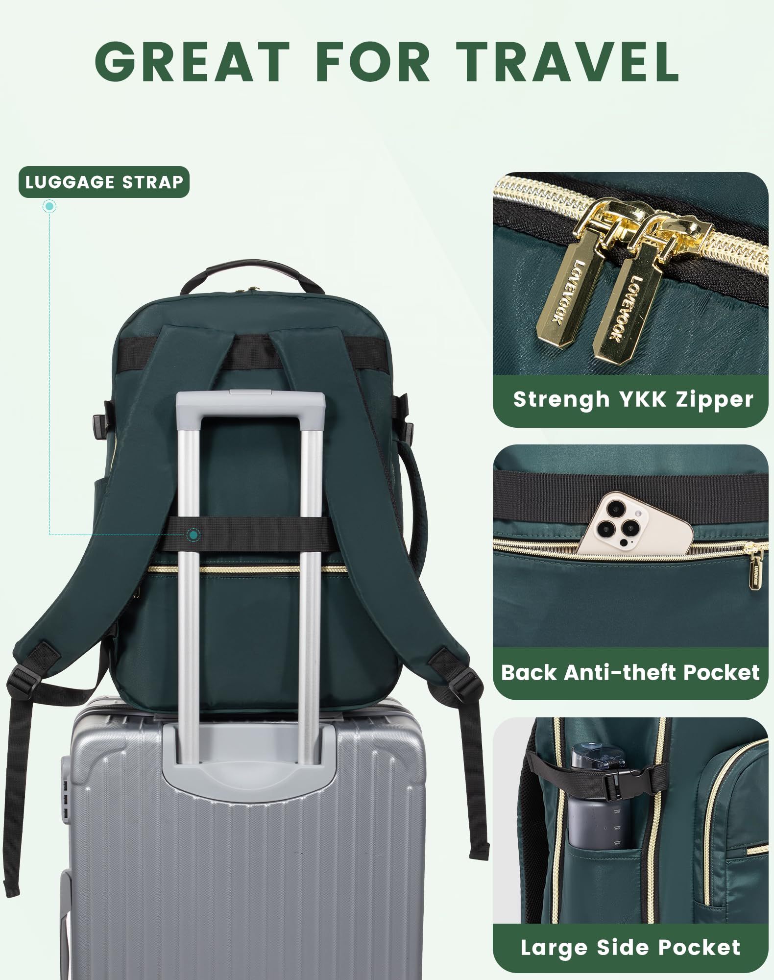 Foto 7 | Mochila De Viaje Lovevook De 50 Litros Con 3 Cubos De Embalaje A Prueba De Agua - Venta Internacional.