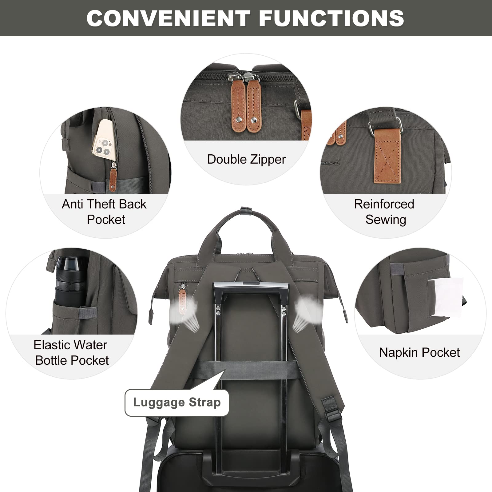 Foto 5 pulgar | Mochila Para Portátil Lovevook Para Mujer, Trabajo Y Viajes De 15.6 Pulgadas - Venta Internacional.