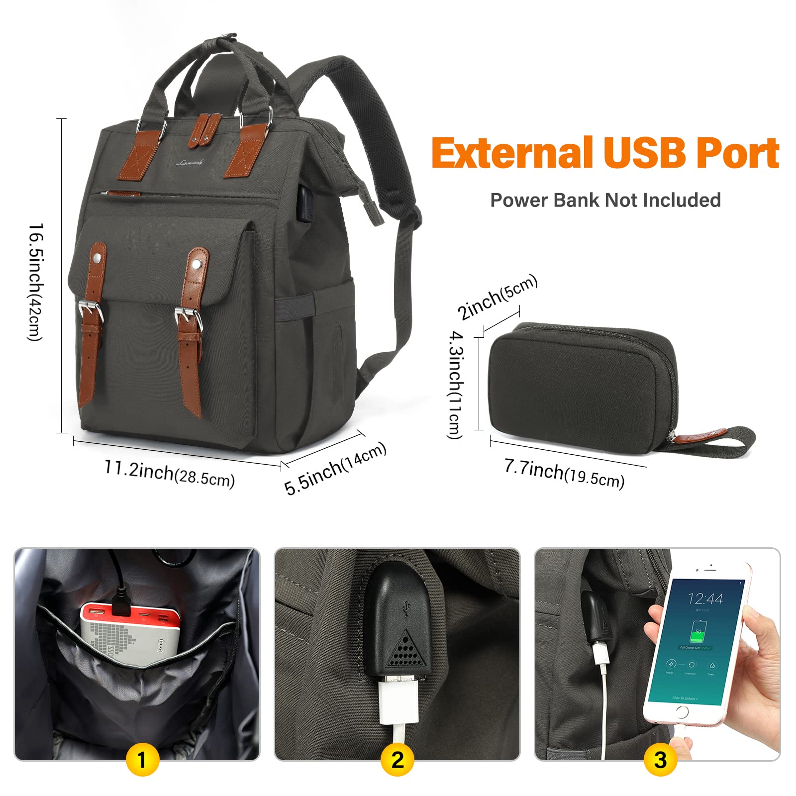 Foto 7 pulgar | Mochila Para Portátil Lovevook Para Mujer, Trabajo Y Viajes De 15.6 Pulgadas - Venta Internacional.