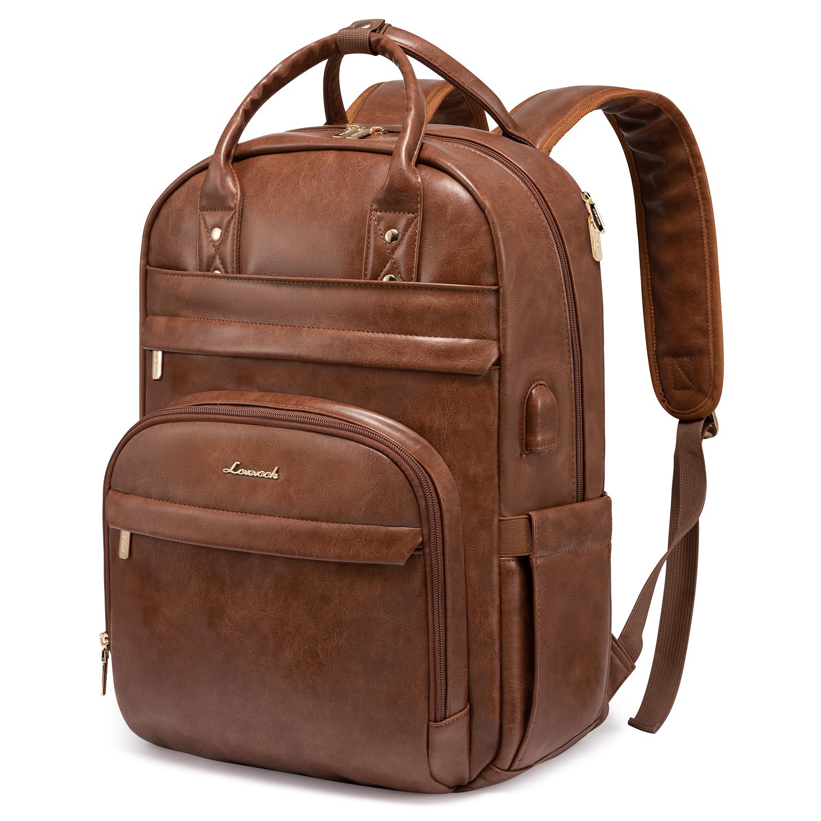 Mochila Para Portátil Lovevook Vintage Pu 15.6 Pulgadas Impermeable Marrón - Venta Internacional.
