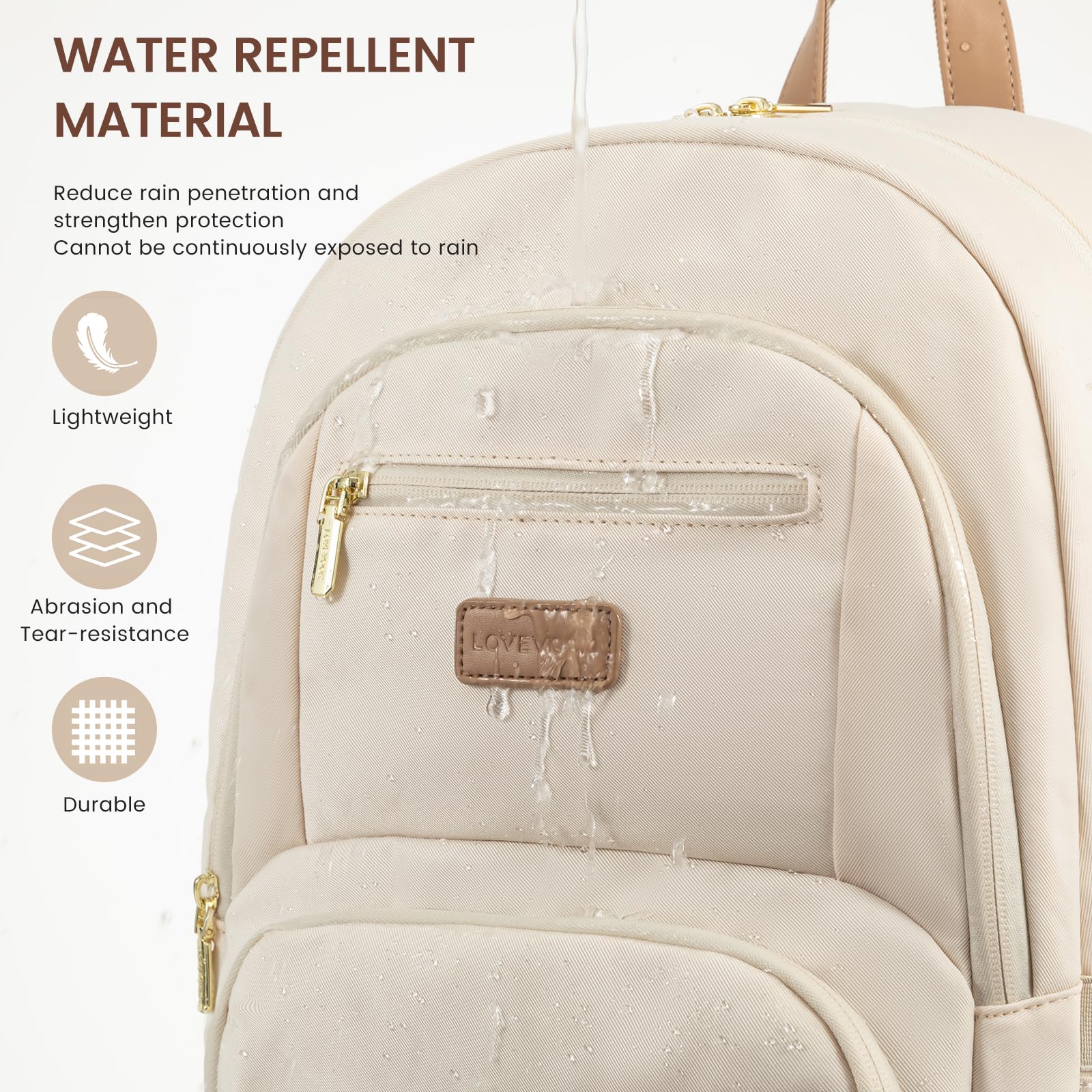 Foto 6 pulgar | Mochila Lovevook Para Portátil De Viaje, Impermeable, 15.6 Pulgadas, Color Beige - Venta Internacional.