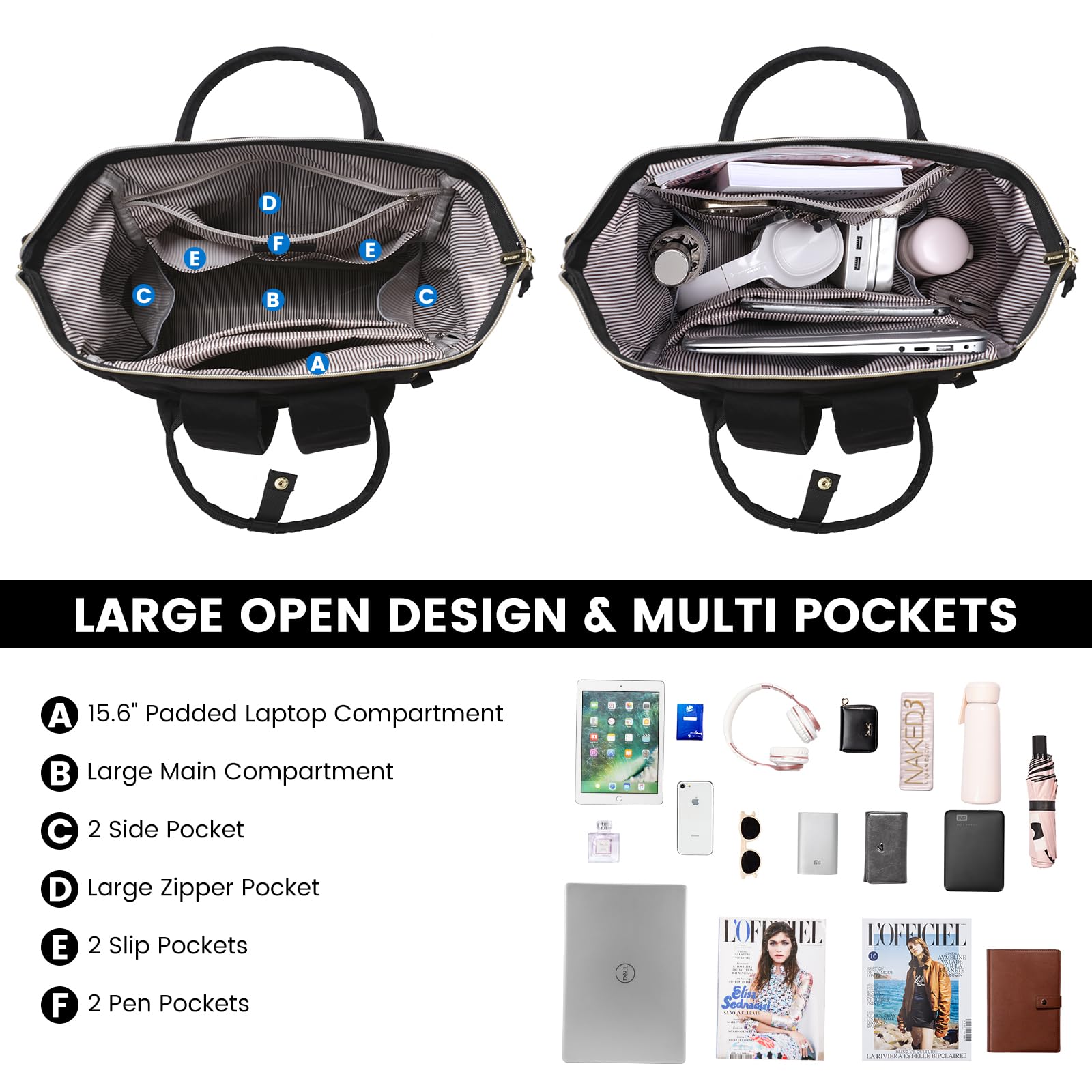 Foto 2 | Mochila Lovevook Para Mujer Con Portátil De 15,6 Pulgadas A Prueba De Agua - Venta Internacional.