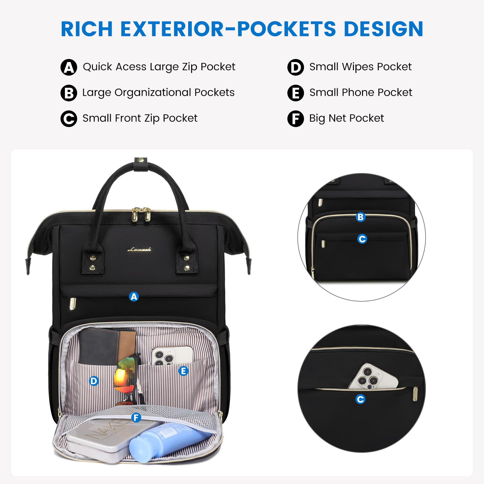 Foto 4 pulgar | Mochila Lovevook Para Mujer Con Portátil De 15,6 Pulgadas A Prueba De Agua - Venta Internacional.