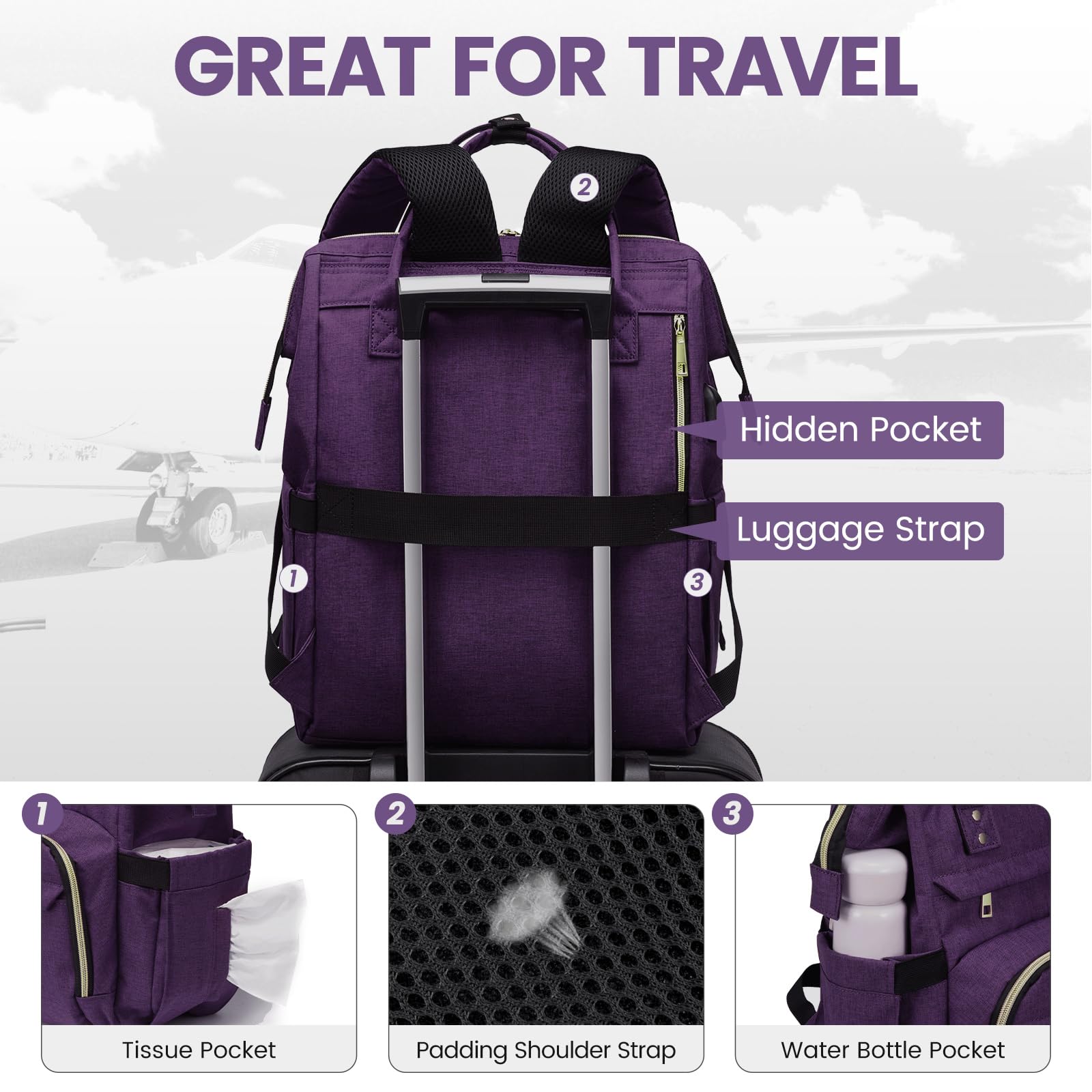Foto 6 pulgar | Mochila Para Portátil Lovevook Para Mujer, 17 Pulgadas, Impermeable, Color Morado - Venta Internacional.