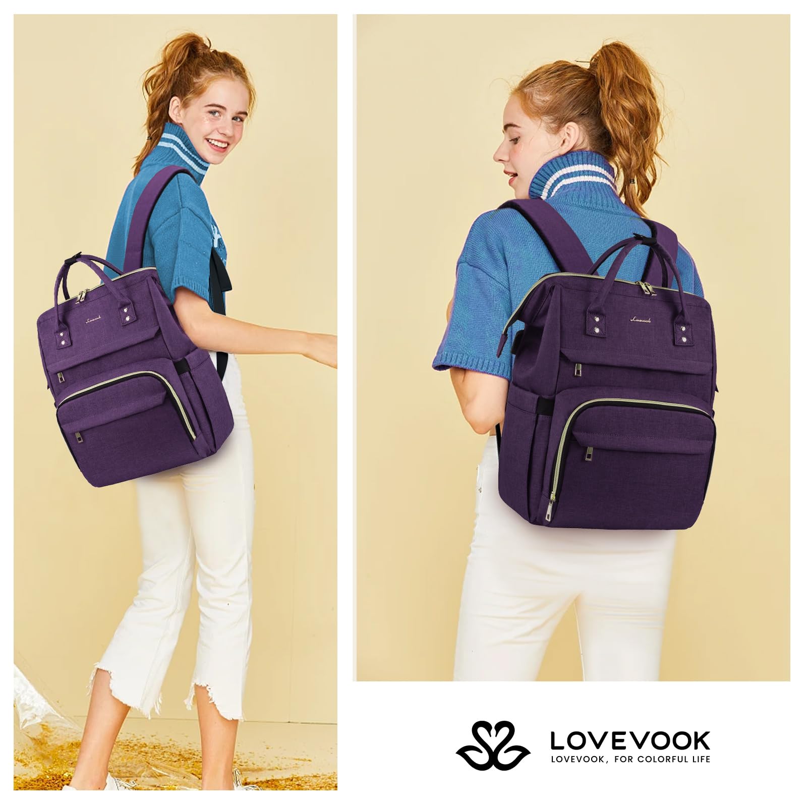 Foto 8 pulgar | Mochila Para Portátil Lovevook Para Mujer, 17 Pulgadas, Impermeable, Color Morado - Venta Internacional.