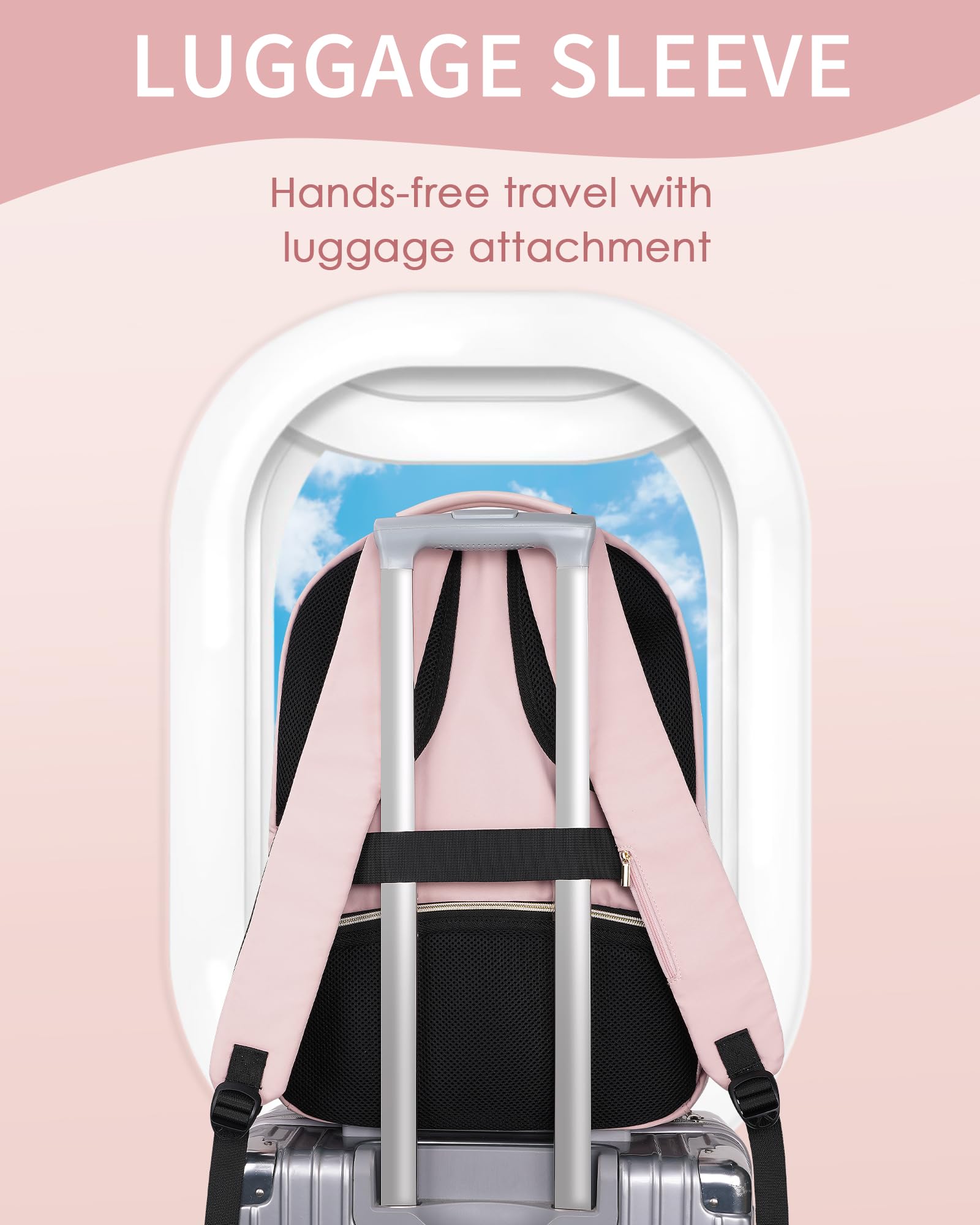 Foto 5 pulgar | Mochila Matein Para Portátil De 17 Pulgadas Rosa Resistente Al Agua Para Mujer - Venta Internacional.