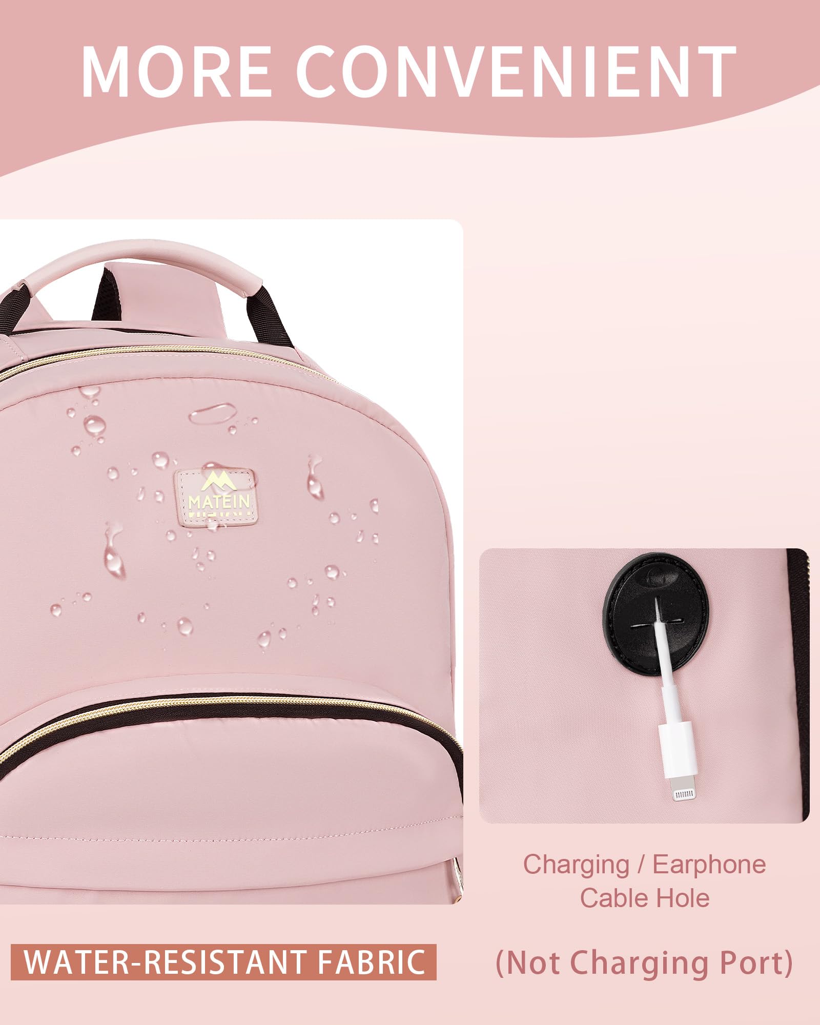 Foto 6 pulgar | Mochila Matein Para Portátil De 17 Pulgadas Rosa Resistente Al Agua Para Mujer - Venta Internacional.