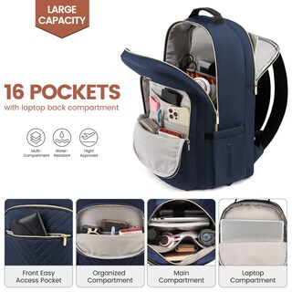 Foto 3 | Mochila Para Portátil Lovevook Impermeable Para Mujer 15.6'' Azul Marino - Venta Internacional.
