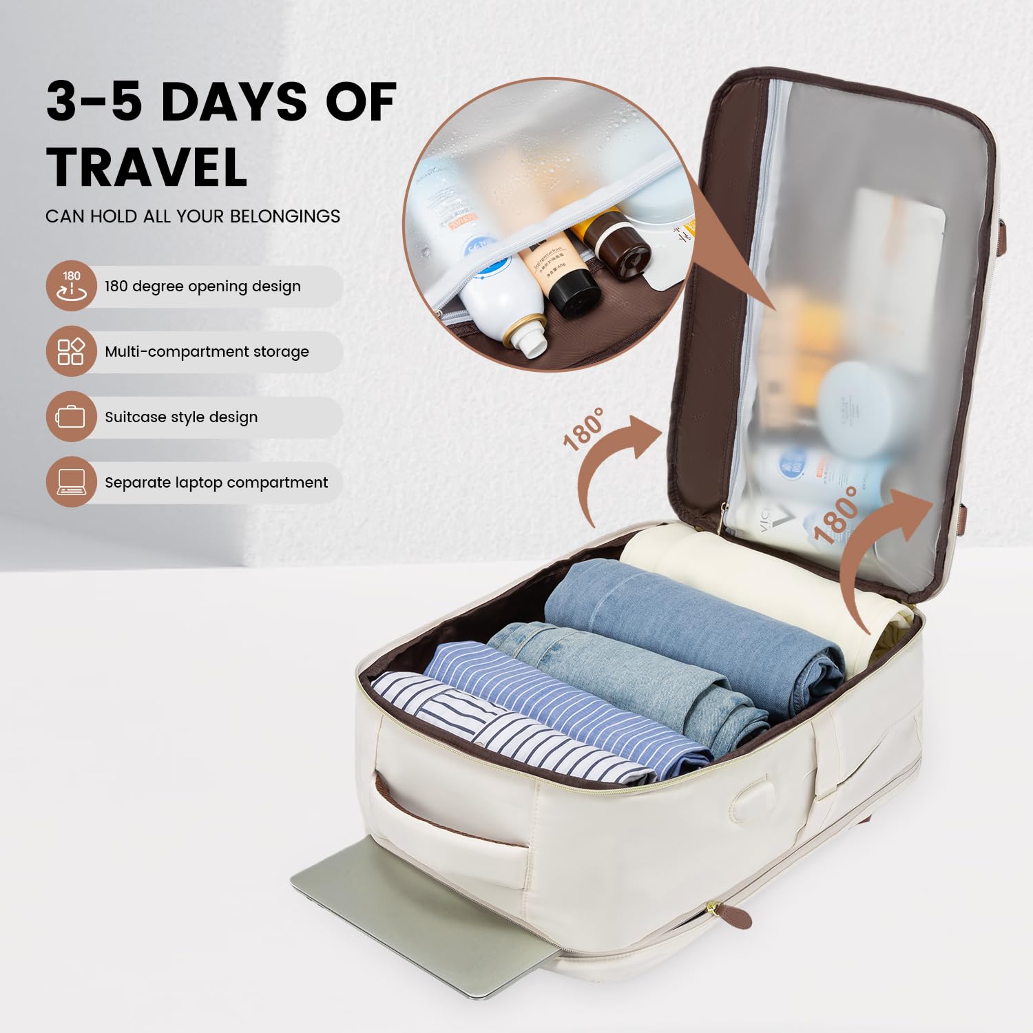 Foto 3 pulgar | Mochila De Viaje Lovevook De 40 Litros Para Mujer Con Cubos De Embalaje De 17 Pulgadas - Venta Internacional.