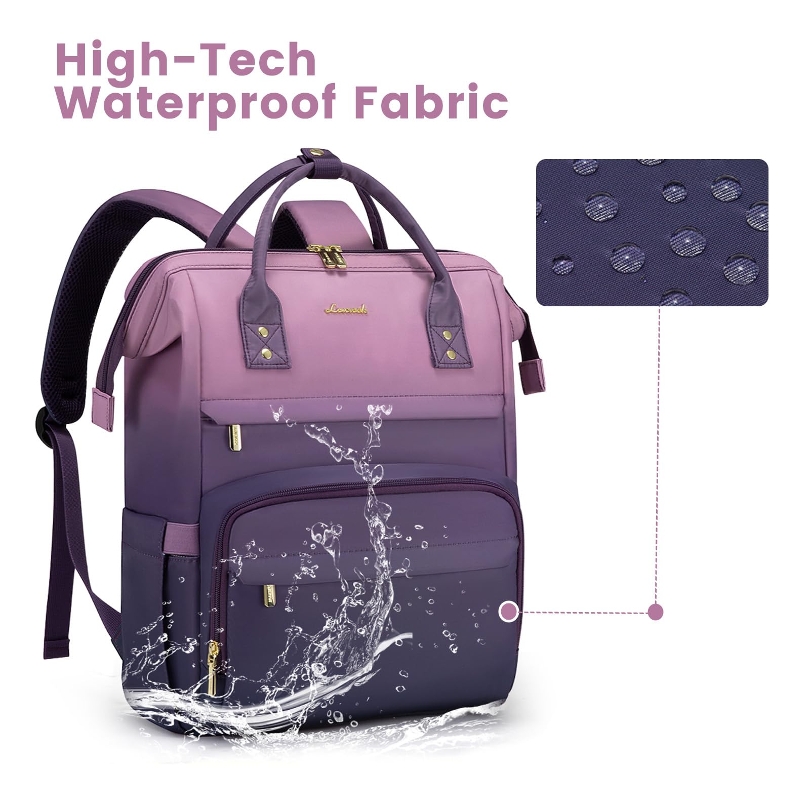 Foto 6 pulgar | Mochila Para Portátil Lovevook Gradient 15.6 Pulgadas, Impermeable, Violeta - Venta Internacional.