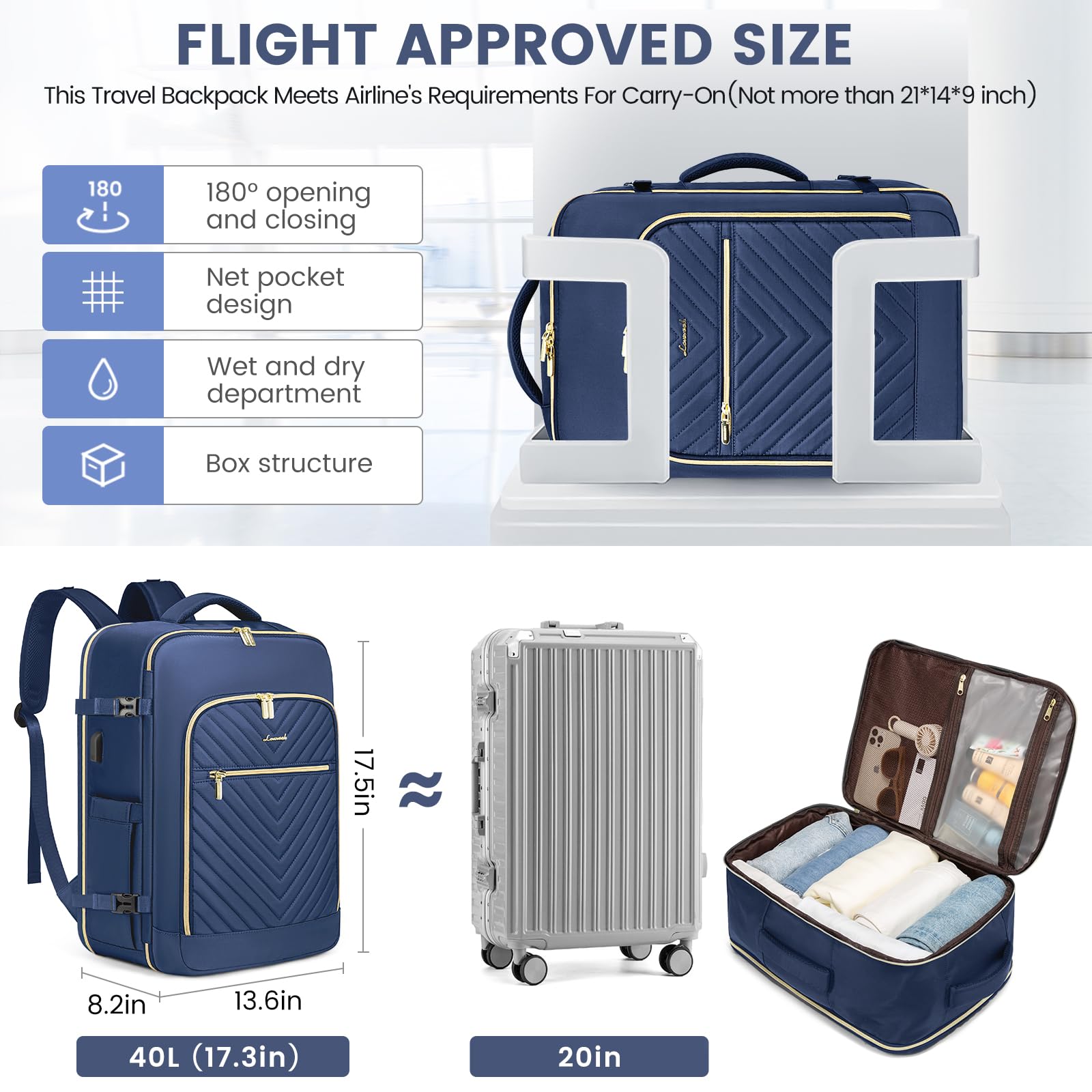 Foto 3 pulgar | Mochila De Viaje Lovevook Grande Para Mujer Con Cubos De Embalaje - Venta Internacional.