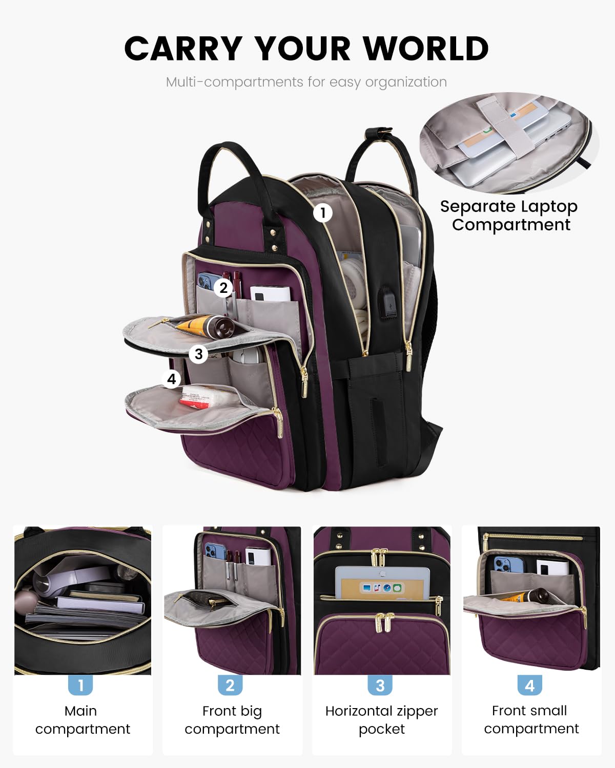Foto 3 pulgar | Mochila Para Portátil Lovevook Para Mujer De 15.6 Pulgadas Resistente Al Agua - Venta Internacional.