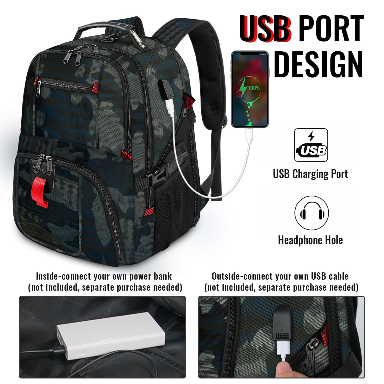 Foto 4 pulgar | Mochila De Viaje Yorepek Extra Grande 50 L Resistente Al Agua 50 L - Venta Internacional.