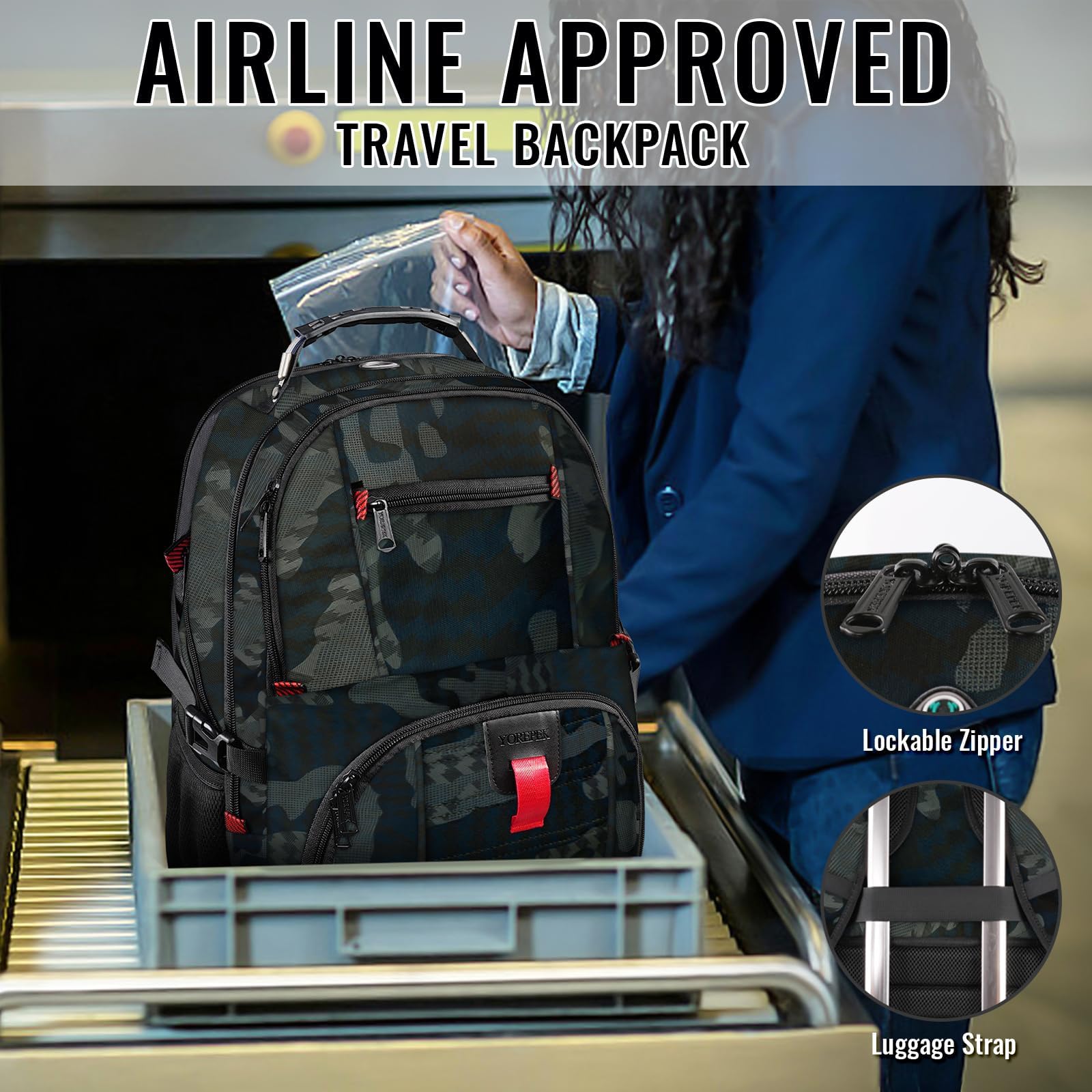 Foto 5 | Mochila De Viaje Yorepek Extra Grande 50 L Resistente Al Agua 50 L - Venta Internacional.