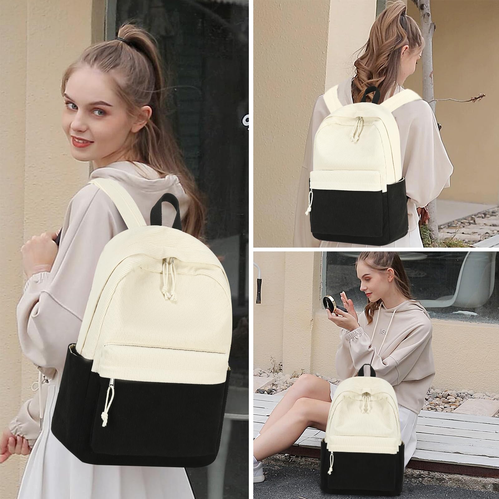 Foto 3 pulgar | Mochila Escolar Btoop De Pana Para Adolescentes, Bolsa Para Portátil De 17 Pulgadas - Venta Internacional.