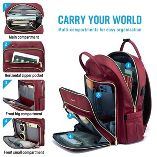 Foto 4 | Mochila Para Portátil Lovevook Resistente Al Agua De 15,6 Pulgadas Con Puerto Usb - Venta Internacional.