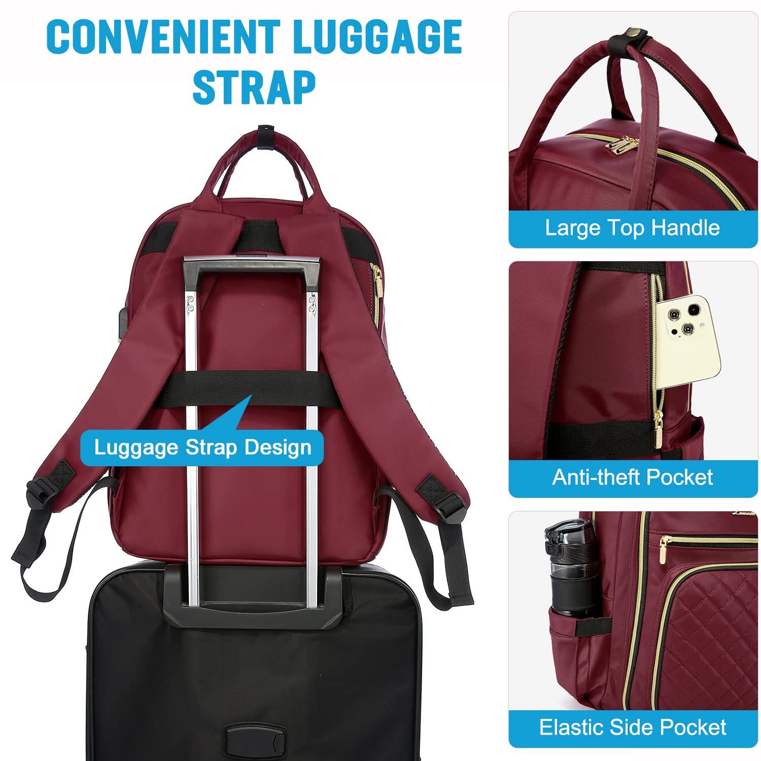Foto 7 pulgar | Mochila Para Portátil Lovevook Resistente Al Agua De 15,6 Pulgadas Con Puerto Usb - Venta Internacional.