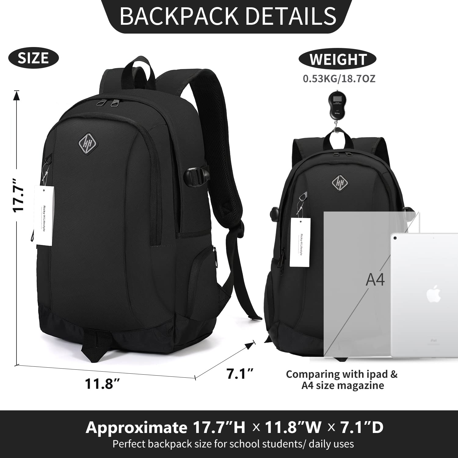 Foto 4 pulgar | Mochila Escolar Estilo Rickyh Para Hombre Y Mujer, 25 L, Ligera - Venta Internacional.