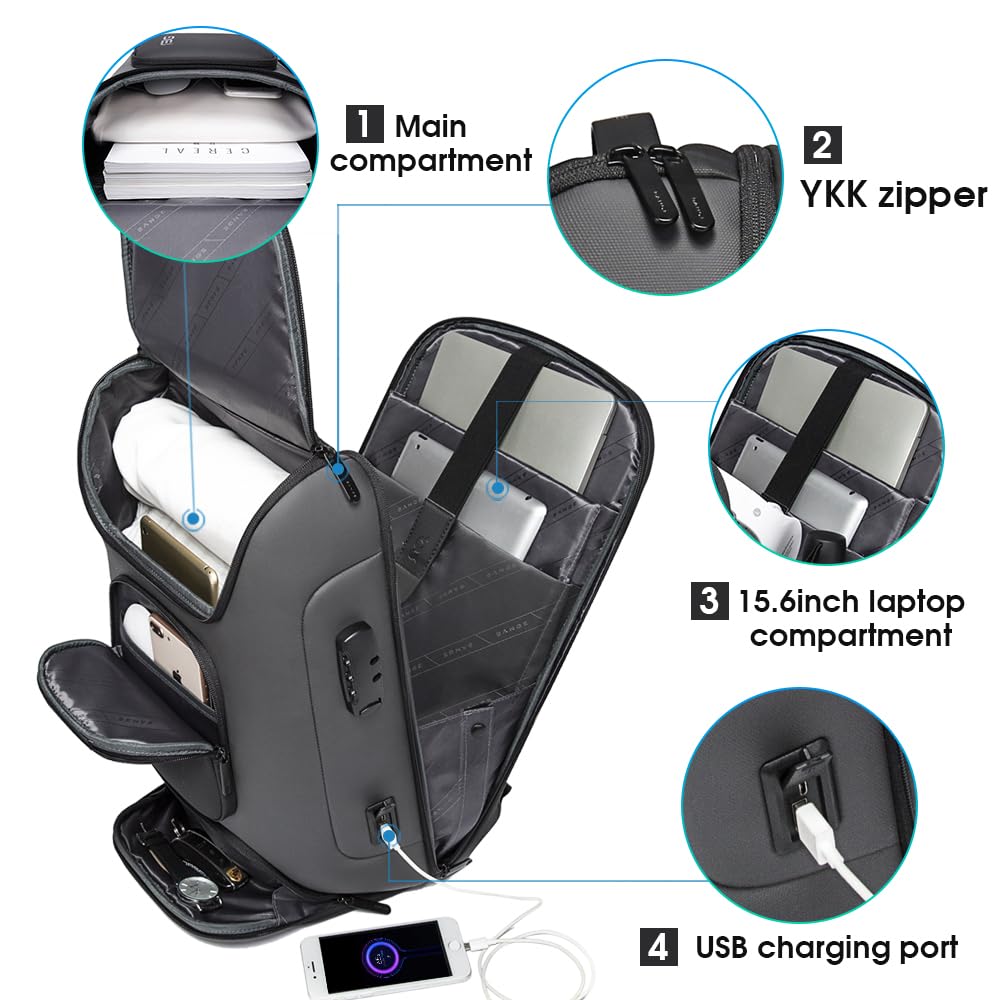 Foto 4 pulgar | Mochila Para Portátil Bange Business De 15,6 Pulgadas Con Puerto De Carga Usb - Venta Internacional.