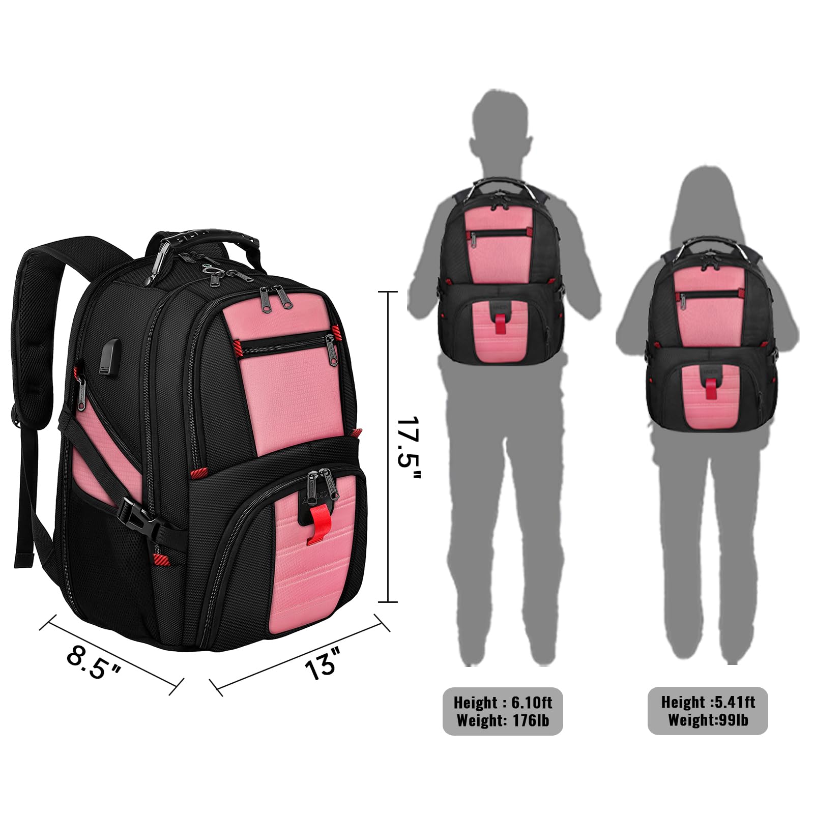 Foto 8 pulgar | Mochila De Viaje Yorepek Extra Grande 50 L Resistente Al Agua Rosa - Venta Internacional.