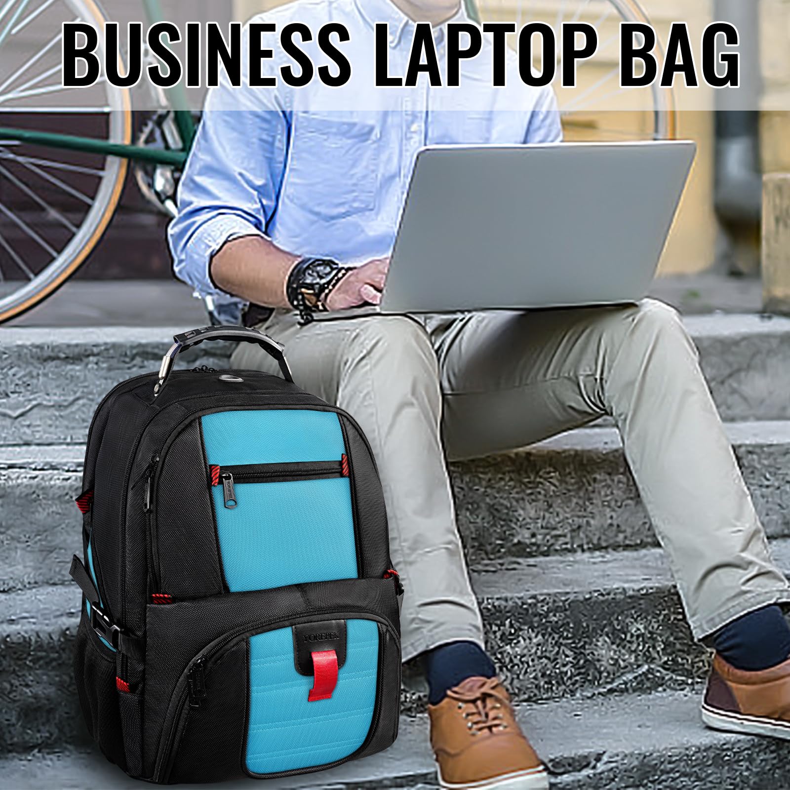 Foto 4 | Mochila Para Portátil Yorepek 18.4 Con Puerto De Carga Usb, Azul - Venta Internacional.