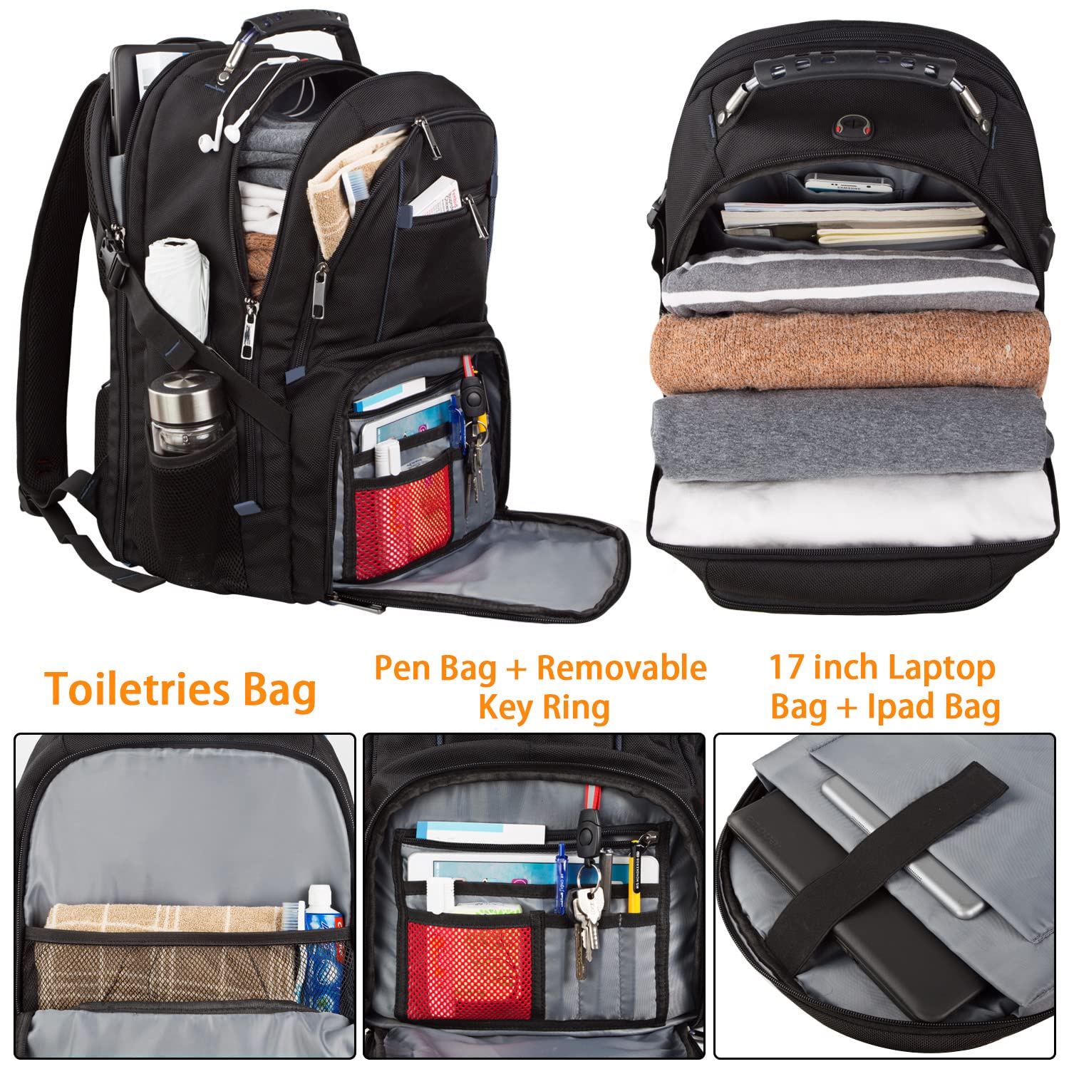 Foto 4 pulgar | Mochila Ltinveck Extra Grande Para Portátil De Viaje De 50 Litros, 17 Pulgadas, Azul - Venta Internacional.