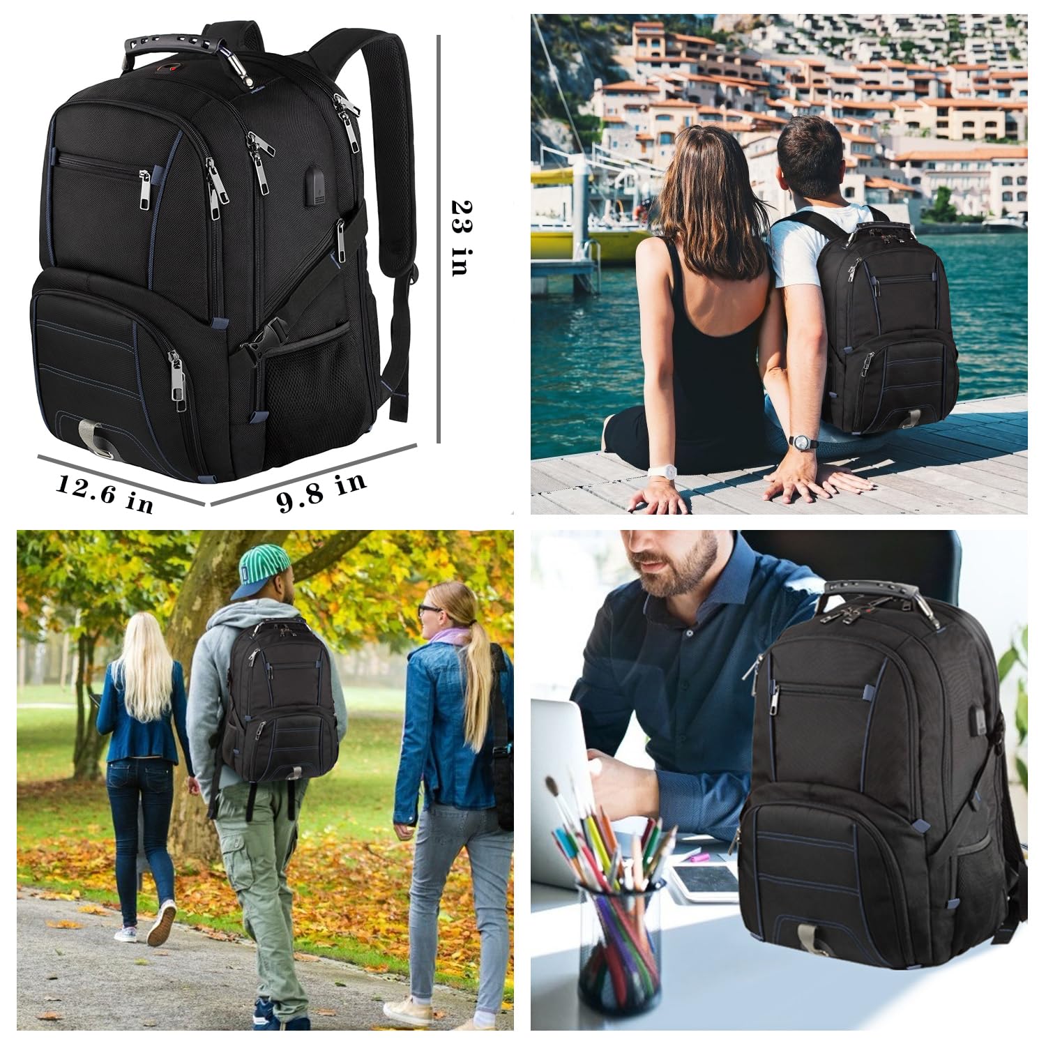 Foto 8 pulgar | Mochila Ltinveck Extra Grande Para Portátil De Viaje De 50 Litros, 17 Pulgadas, Azul - Venta Internacional.
