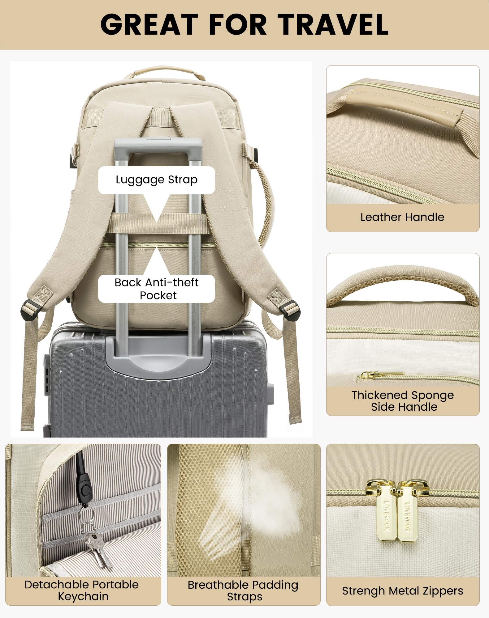 Foto 8 pulgar | Mochila De Viaje Lovevook 40l Impermeable Para Mujeres Y Hombres - Venta Internacional.