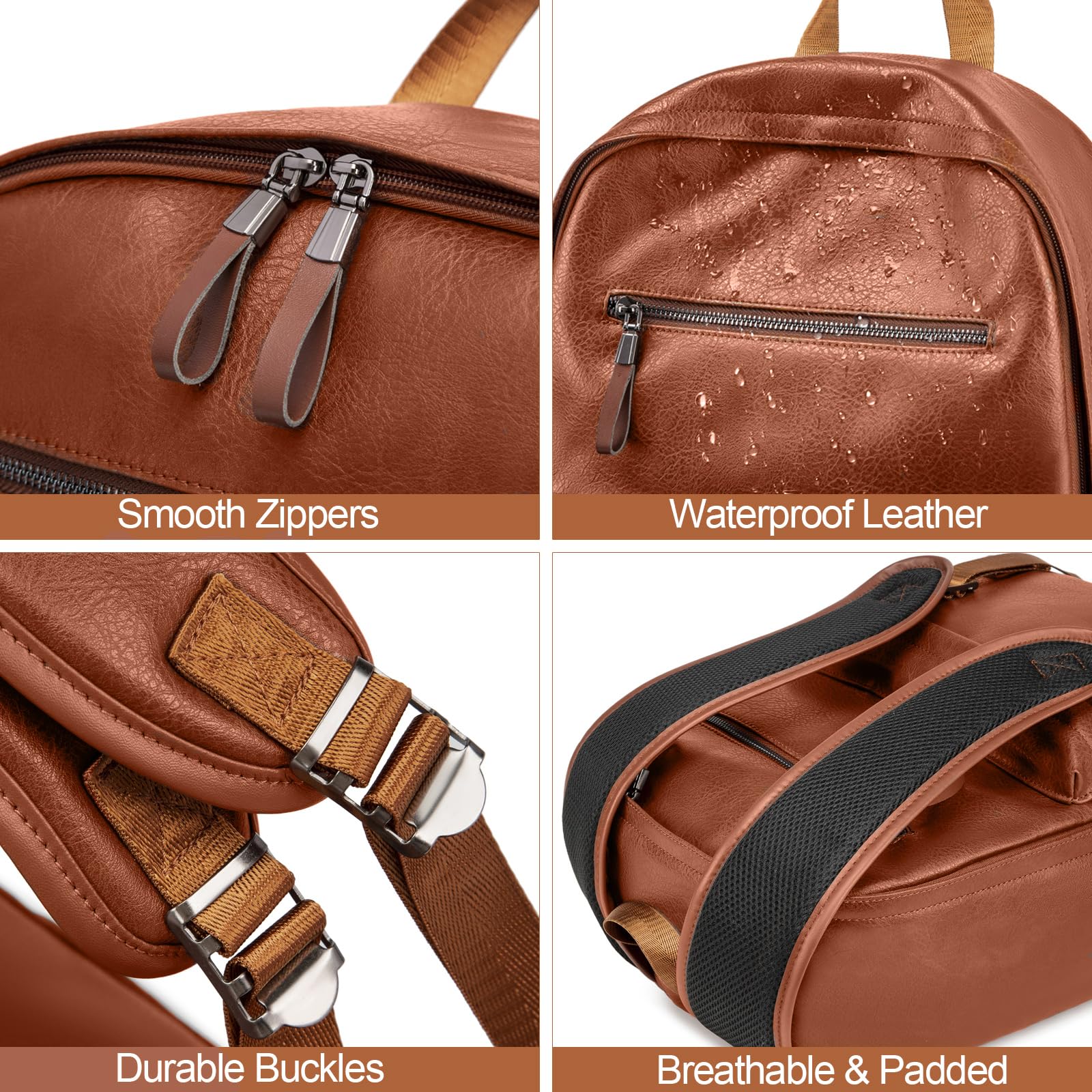 Foto 6 pulgar | Mochila De Cuero Para Portátil Weiatas Para Hombre Y Mujer De 15.6 Pulgadas, Color Marrón - Venta Internacional.