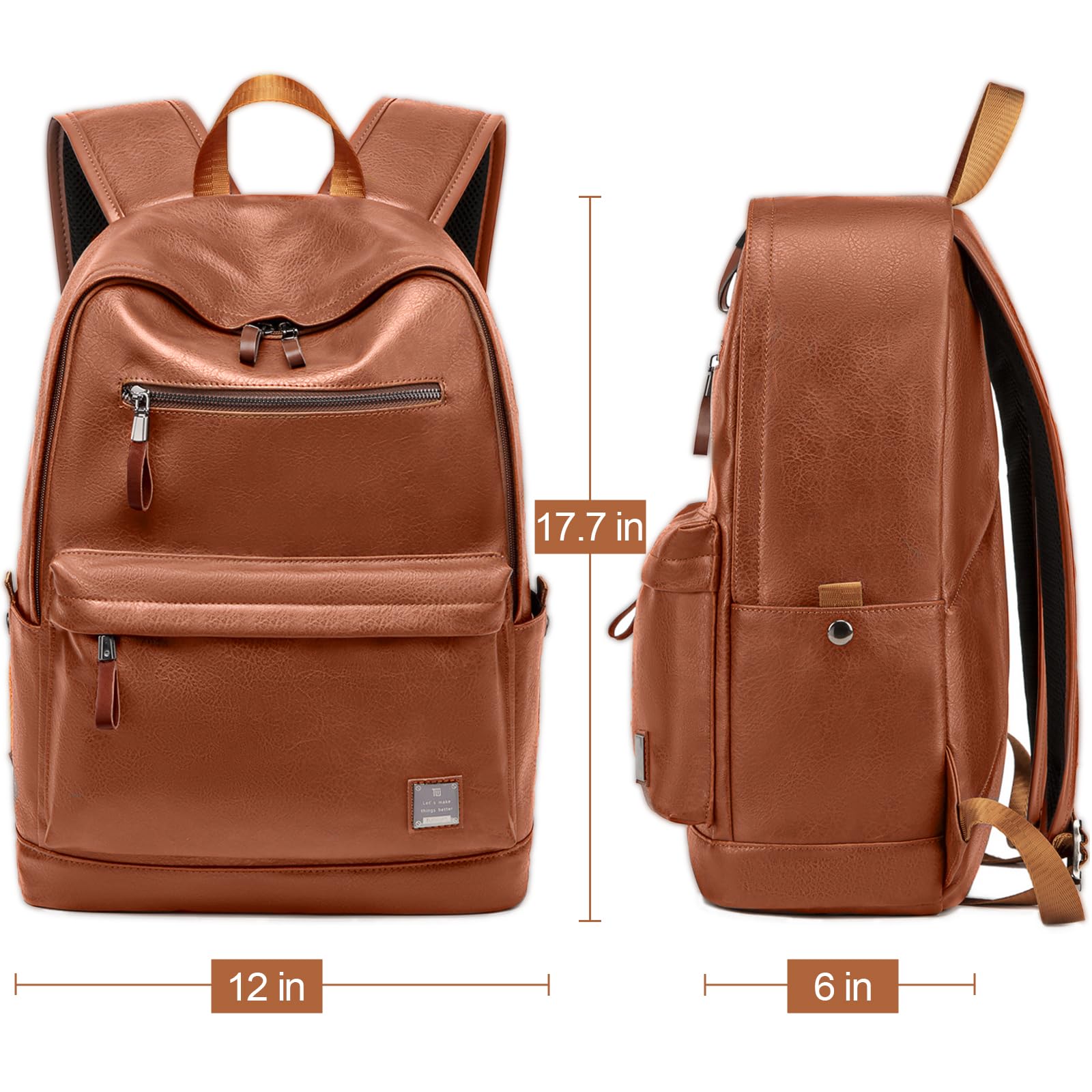 Foto 7 pulgar | Mochila De Cuero Para Portátil Weiatas Para Hombre Y Mujer De 15.6 Pulgadas, Color Marrón - Venta Internacional.