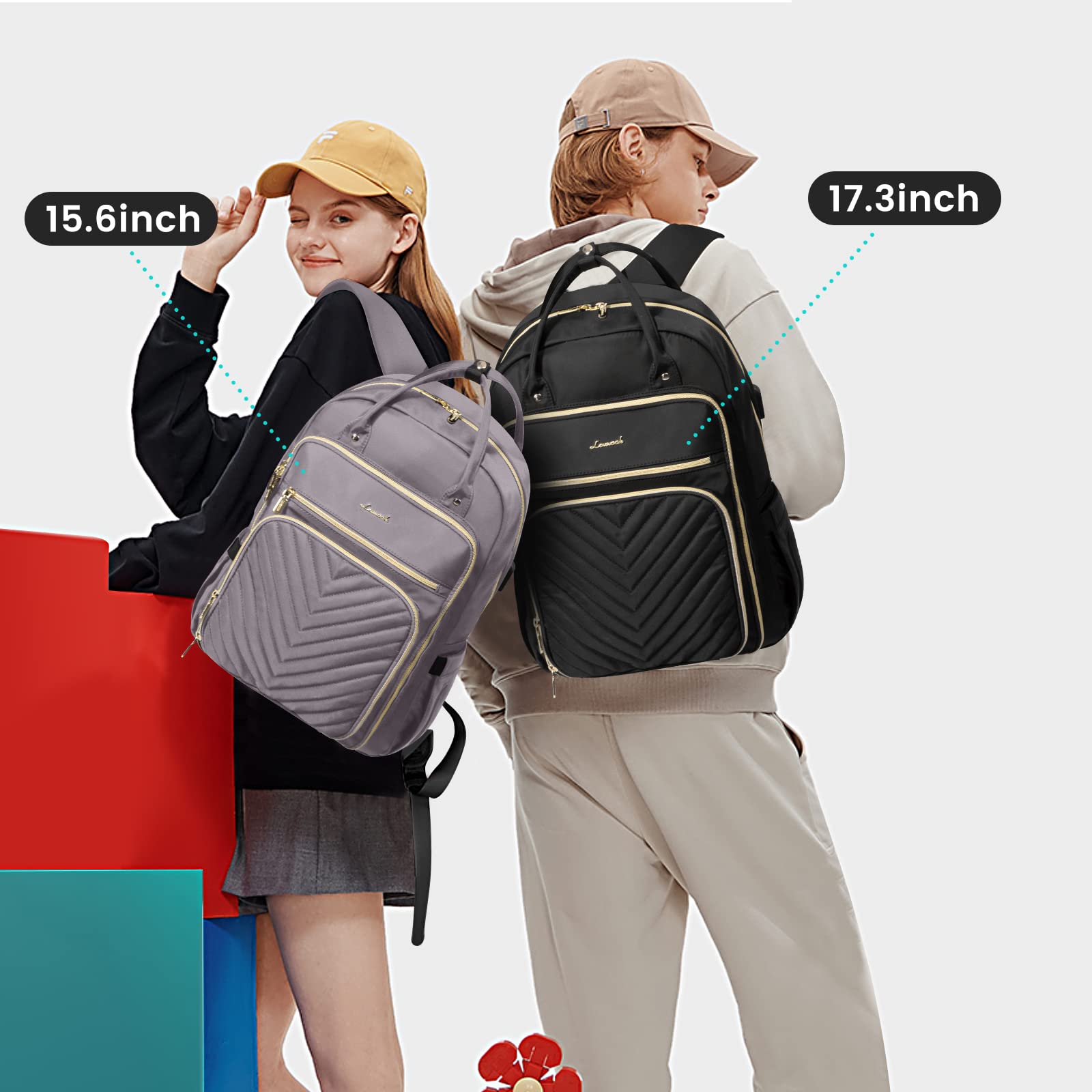 Foto 2 | Mochila Lovevook Para Mujer, Portátil De 15,6 Pulgadas, Trabajo Y Viajes, Gris Y Morado - Venta Internacional.