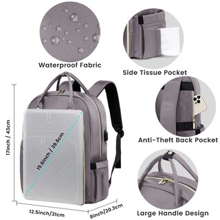Foto 4 | Mochila Lovevook Para Mujer, Portátil De 15,6 Pulgadas, Trabajo Y Viajes, Gris Y Morado - Venta Internacional.